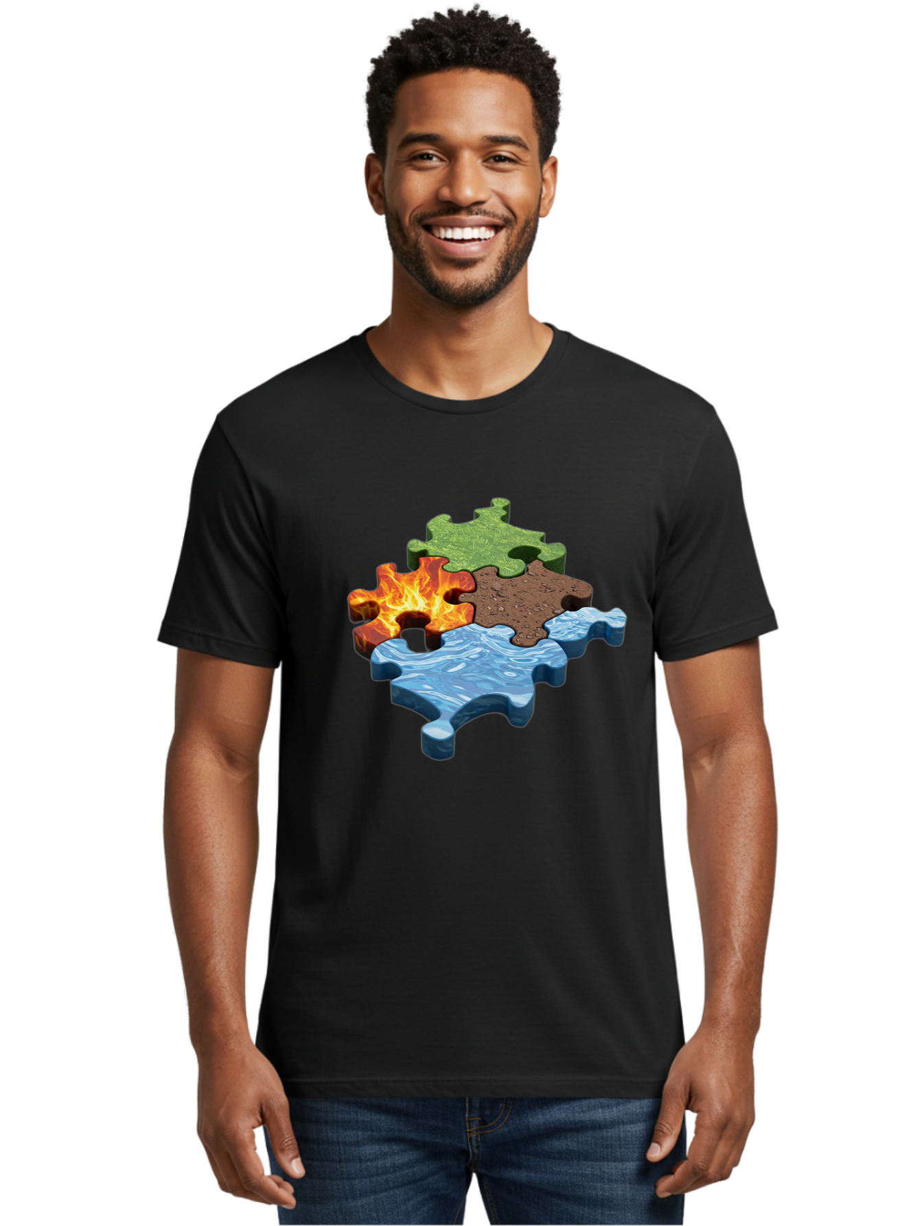 Four-Elements-Jigsaw Men'S Graphic Tee, 100% Cotton, Comfortable Casual Summer Wear, Machine Washable, Vintage Camera, Old Camera, Antique Camera, Black Camera, Classic Photography, Photography Equipment, Nostalgic Device, Film Camera, Bam431