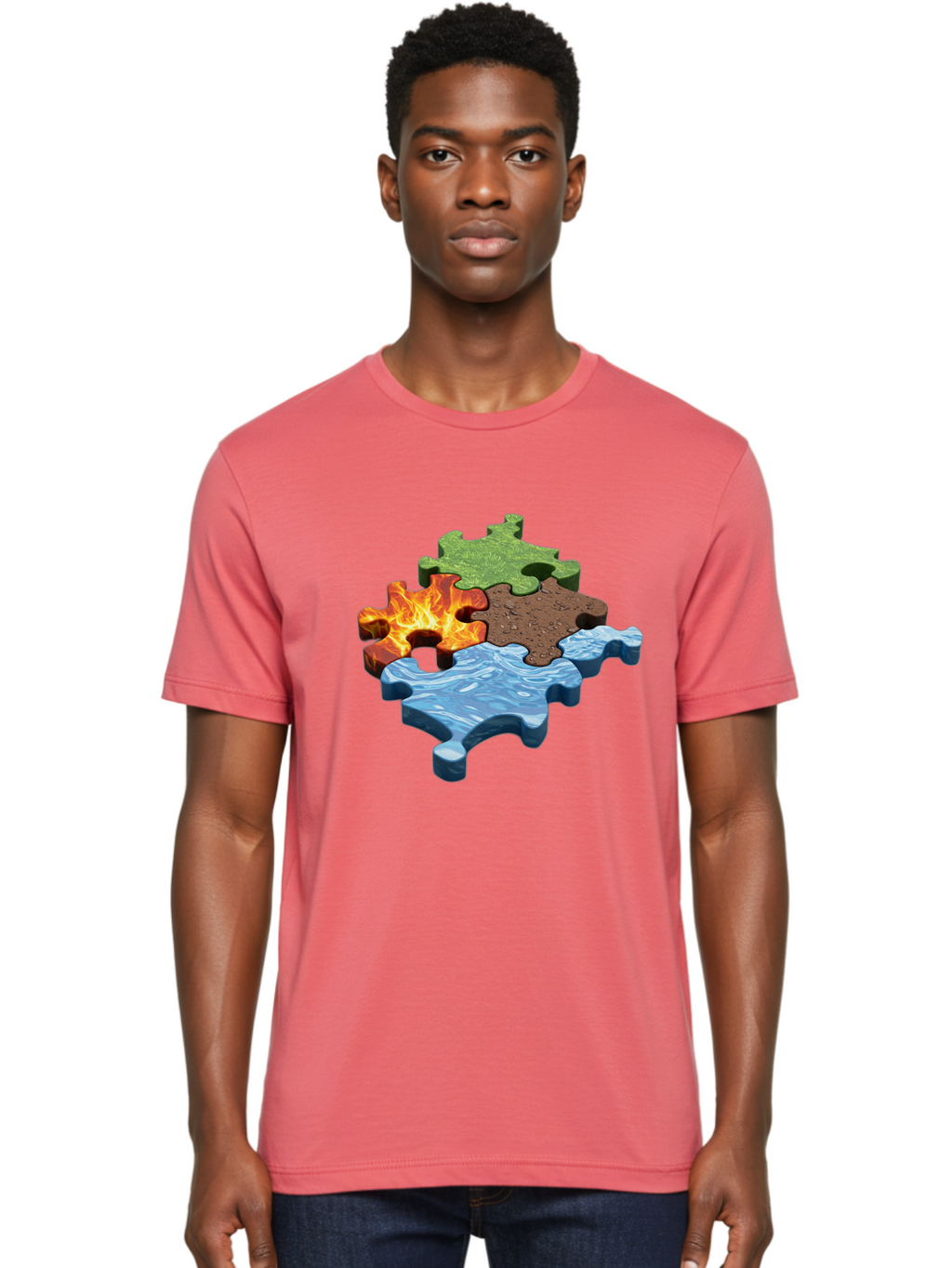 Four-Elements-Jigsaw Men'S Graphic Tee, 100% Cotton, Comfortable Casual Summer Wear, Machine Washable, Vintage Camera, Old Camera, Antique Camera, Black Camera, Classic Photography, Photography Equipment, Nostalgic Device, Film Camera, Bam431