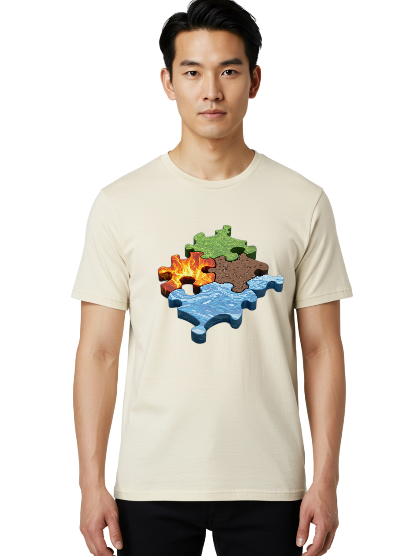 Four-Elements-Jigsaw Men'S Graphic Tee, 100% Cotton, Comfortable Casual Summer Wear, Machine Washable, Vintage Camera, Old Camera, Antique Camera, Black Camera, Classic Photography, Photography Equipment, Nostalgic Device, Film Camera, Bam431