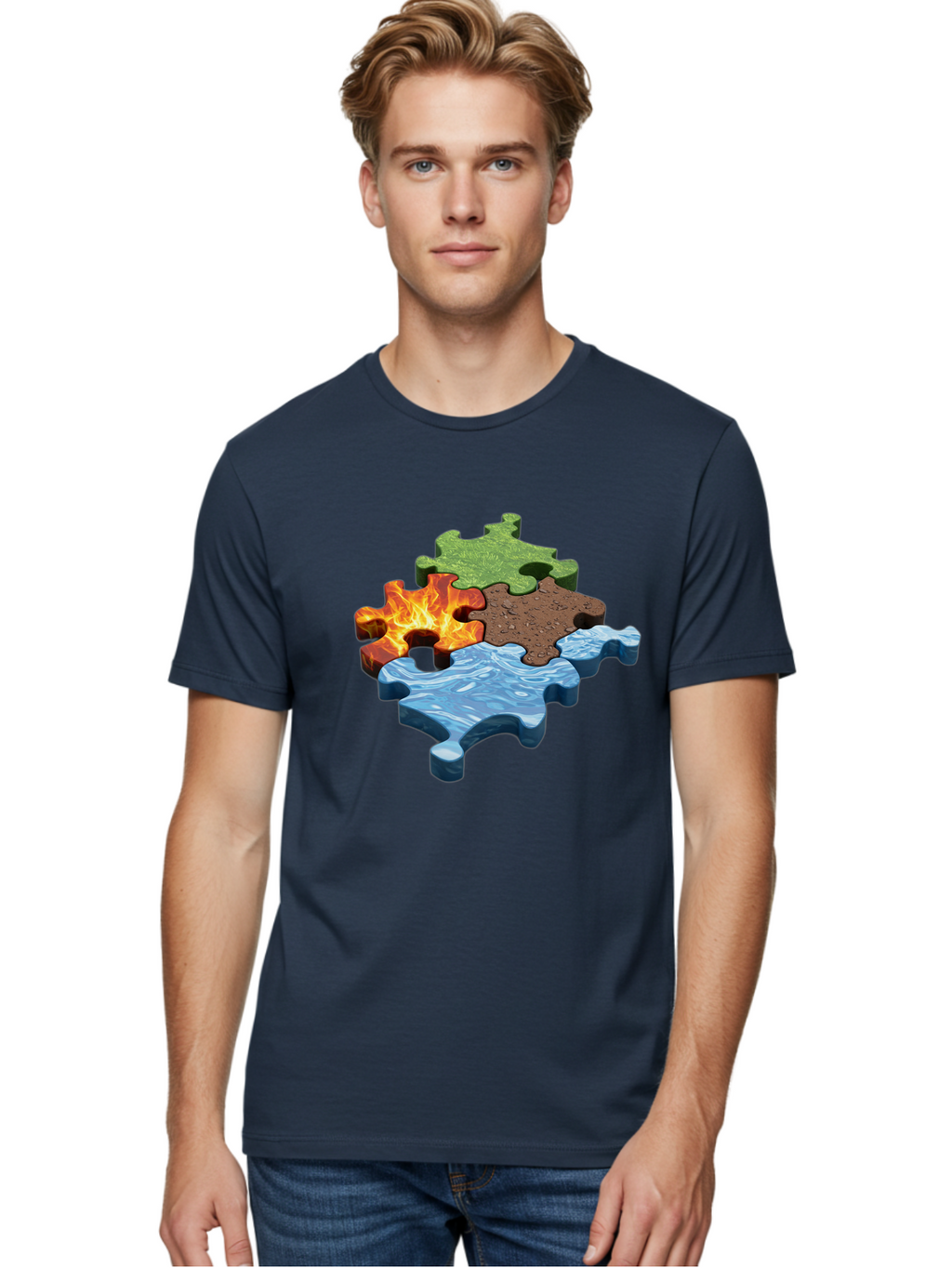 Four-Elements-Jigsaw Men'S Graphic Tee, 100% Cotton, Comfortable Casual Summer Wear, Machine Washable, Vintage Camera, Old Camera, Antique Camera, Black Camera, Classic Photography, Photography Equipment, Nostalgic Device, Film Camera, Bam431
