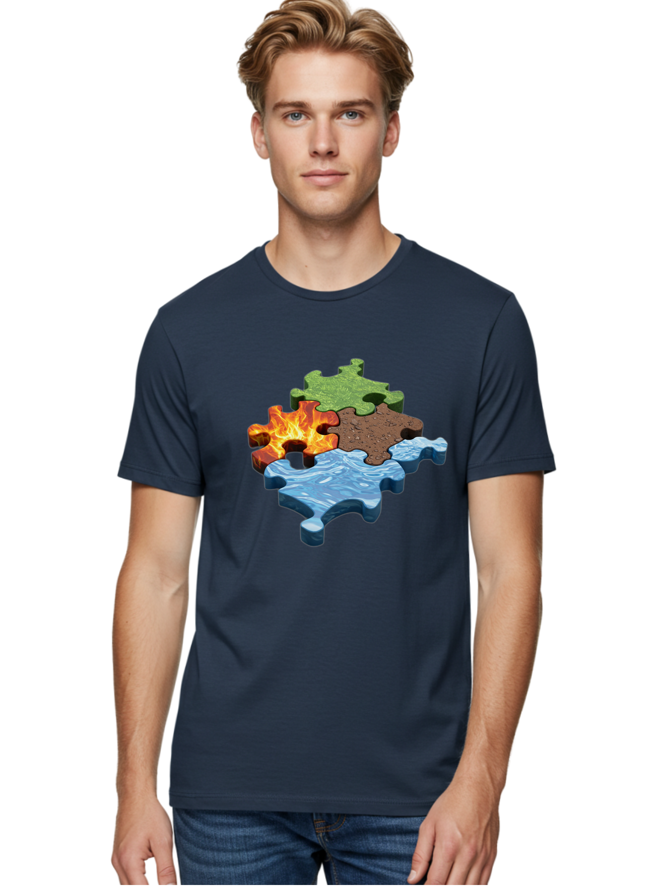 Four-Elements-Jigsaw Men'S Graphic Tee, 100% Cotton, Comfortable Casual Summer Wear, Machine Washable, Vintage Camera, Old Camera, Antique Camera, Black Camera, Classic Photography, Photography Equipment, Nostalgic Device, Film Camera, Bam431