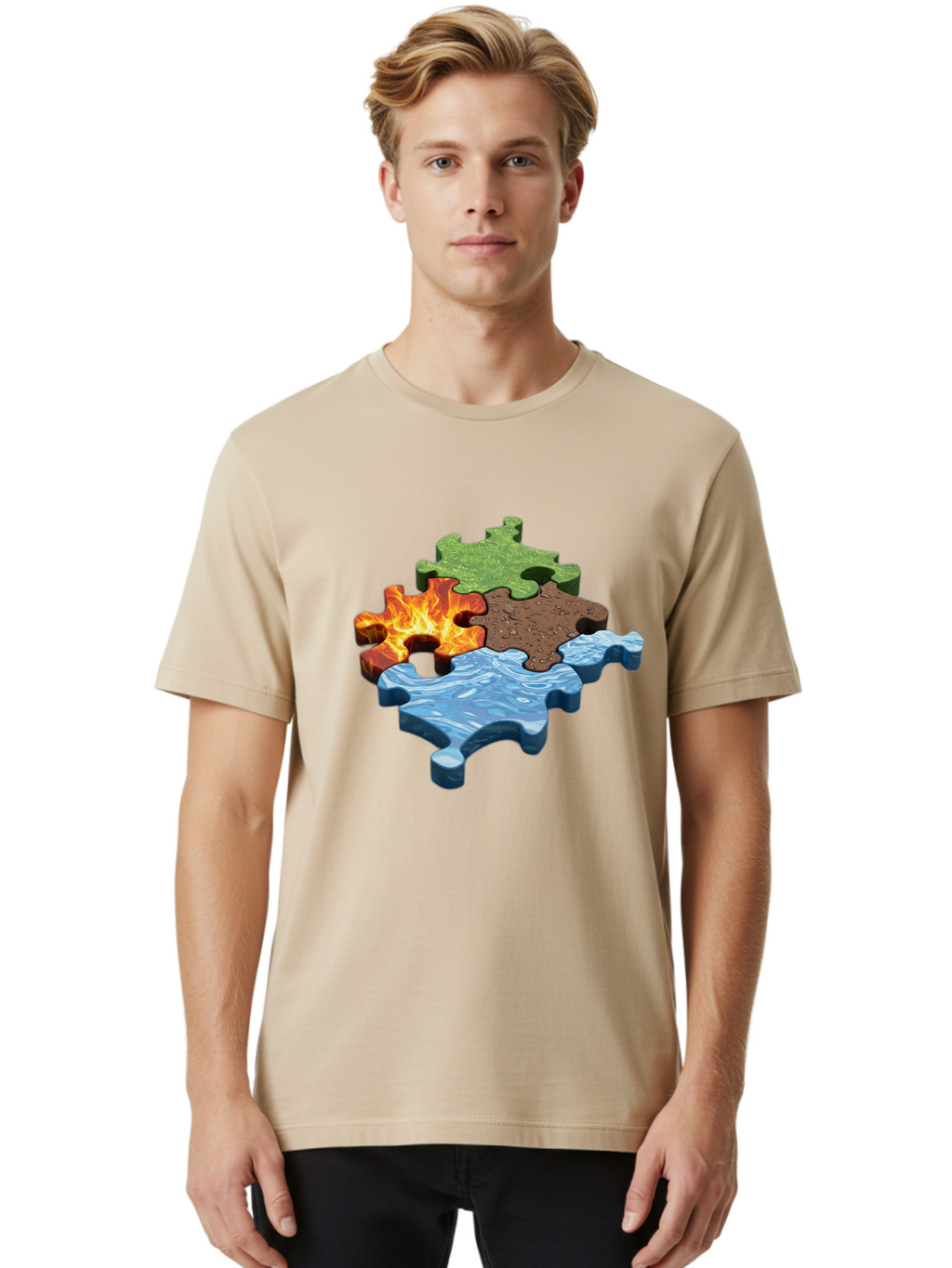 Four-Elements-Jigsaw Men'S Graphic Tee, 100% Cotton, Comfortable Casual Summer Wear, Machine Washable, Vintage Camera, Old Camera, Antique Camera, Black Camera, Classic Photography, Photography Equipment, Nostalgic Device, Film Camera, Bam431