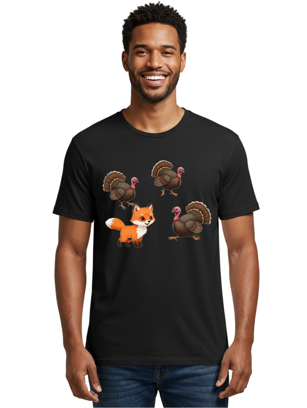 Fox-And-Turkeys-1 Men'S Graphic Tee, 100% Cotton, Comfortable Casual Summer Wear, Machine Washable, Vintage Camera, Old Camera, Antique Camera, Black Camera, Classic Photography, Photography Equipment, Nostalgic Device, Film Camera, Camera Art Bam433