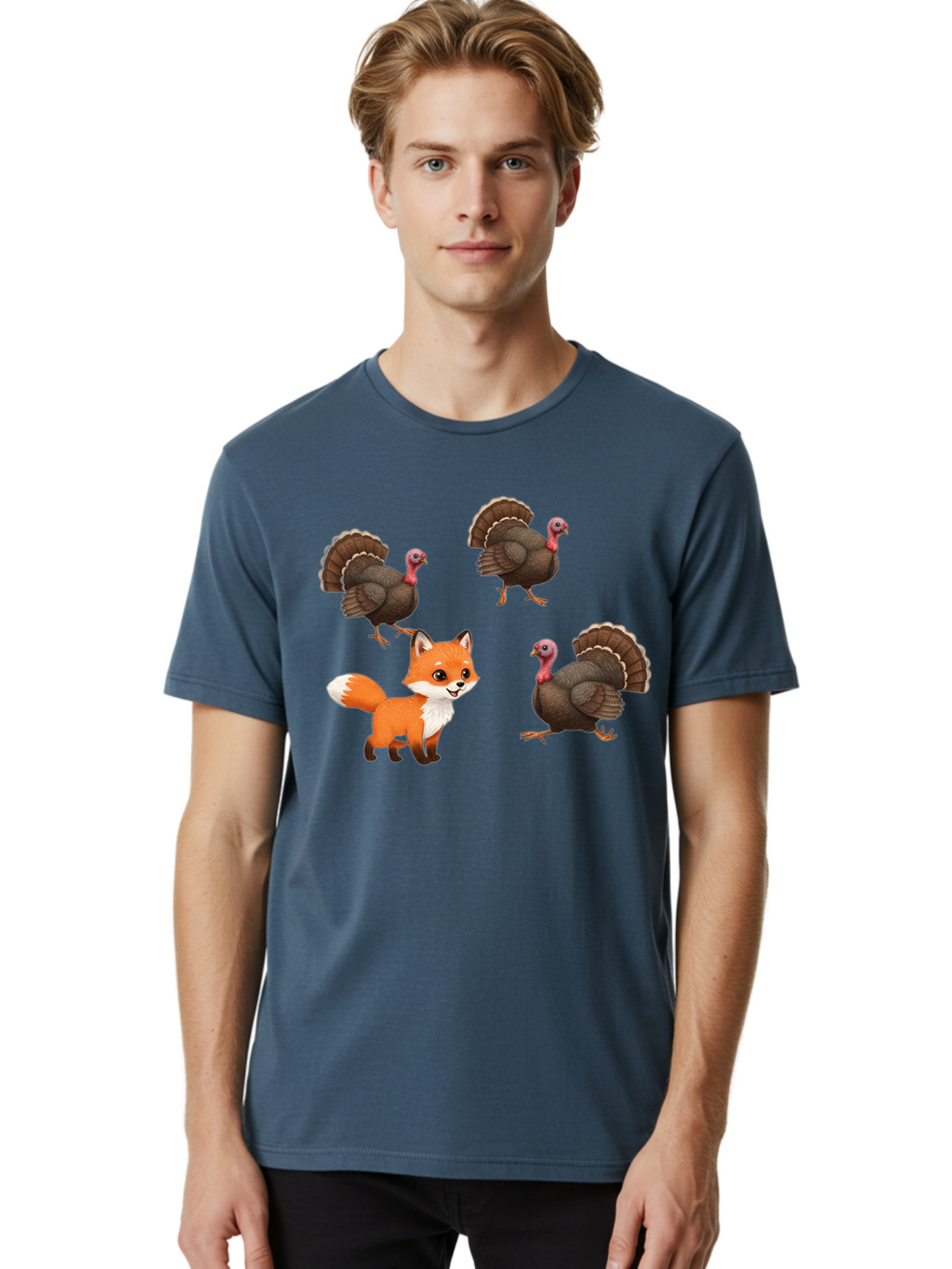 Fox-And-Turkeys-1 Men'S Graphic Tee, 100% Cotton, Comfortable Casual Summer Wear, Machine Washable, Vintage Camera, Old Camera, Antique Camera, Black Camera, Classic Photography, Photography Equipment, Nostalgic Device, Film Camera, Camera Art Bam433