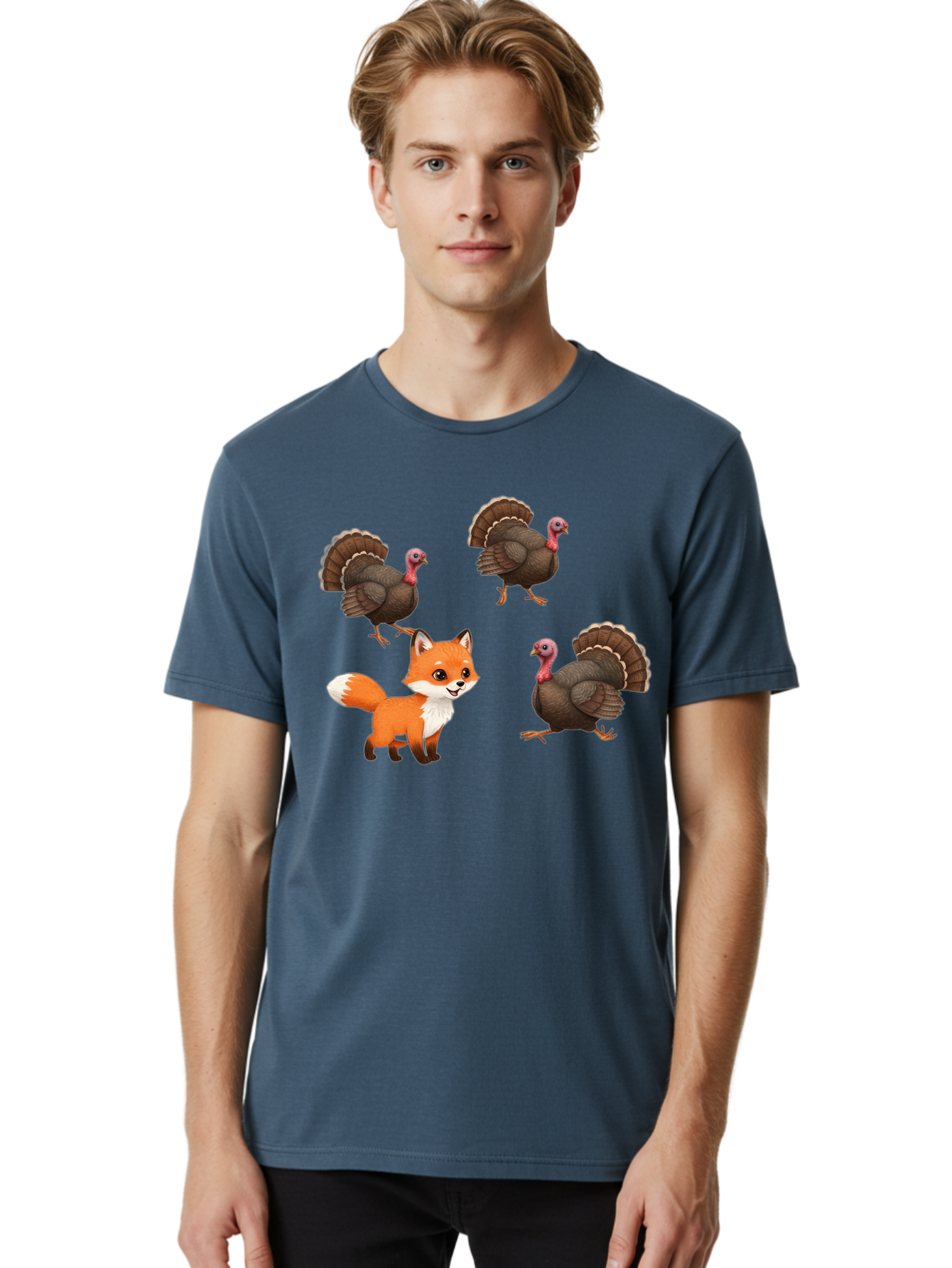 Fox-And-Turkeys-1 Men'S Graphic Tee, 100% Cotton, Comfortable Casual Summer Wear, Machine Washable, Vintage Camera, Old Camera, Antique Camera, Black Camera, Classic Photography, Photography Equipment, Nostalgic Device, Film Camera, Camera Art Bam433