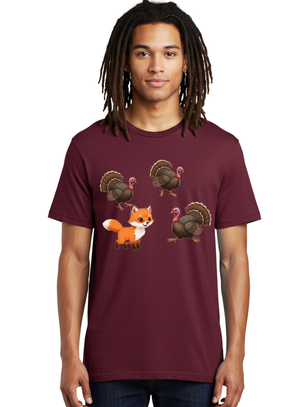 Fox-And-Turkeys-1 Men'S Graphic Tee, 100% Cotton, Comfortable Casual Summer Wear, Machine Washable, Vintage Camera, Old Camera, Antique Camera, Black Camera, Classic Photography, Photography Equipment, Nostalgic Device, Film Camera, Camera Art Bam433