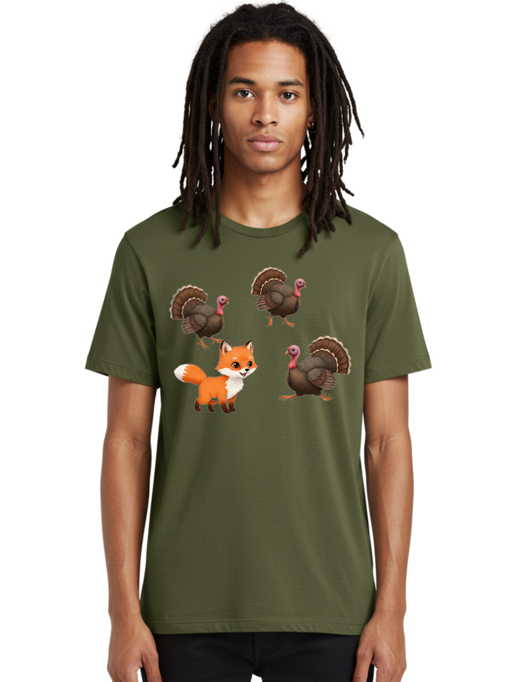 Fox-And-Turkeys-1 Men'S Graphic Tee, 100% Cotton, Comfortable Casual Summer Wear, Machine Washable, Vintage Camera, Old Camera, Antique Camera, Black Camera, Classic Photography, Photography Equipment, Nostalgic Device, Film Camera, Camera Art Bam433
