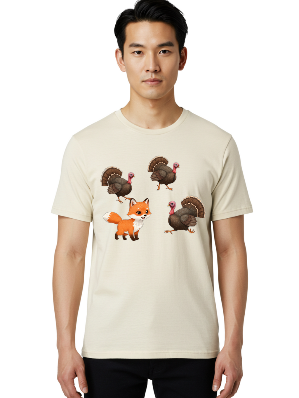 Fox-And-Turkeys-1 Men'S Graphic Tee, 100% Cotton, Comfortable Casual Summer Wear, Machine Washable, Vintage Camera, Old Camera, Antique Camera, Black Camera, Classic Photography, Photography Equipment, Nostalgic Device, Film Camera, Camera Art Bam433