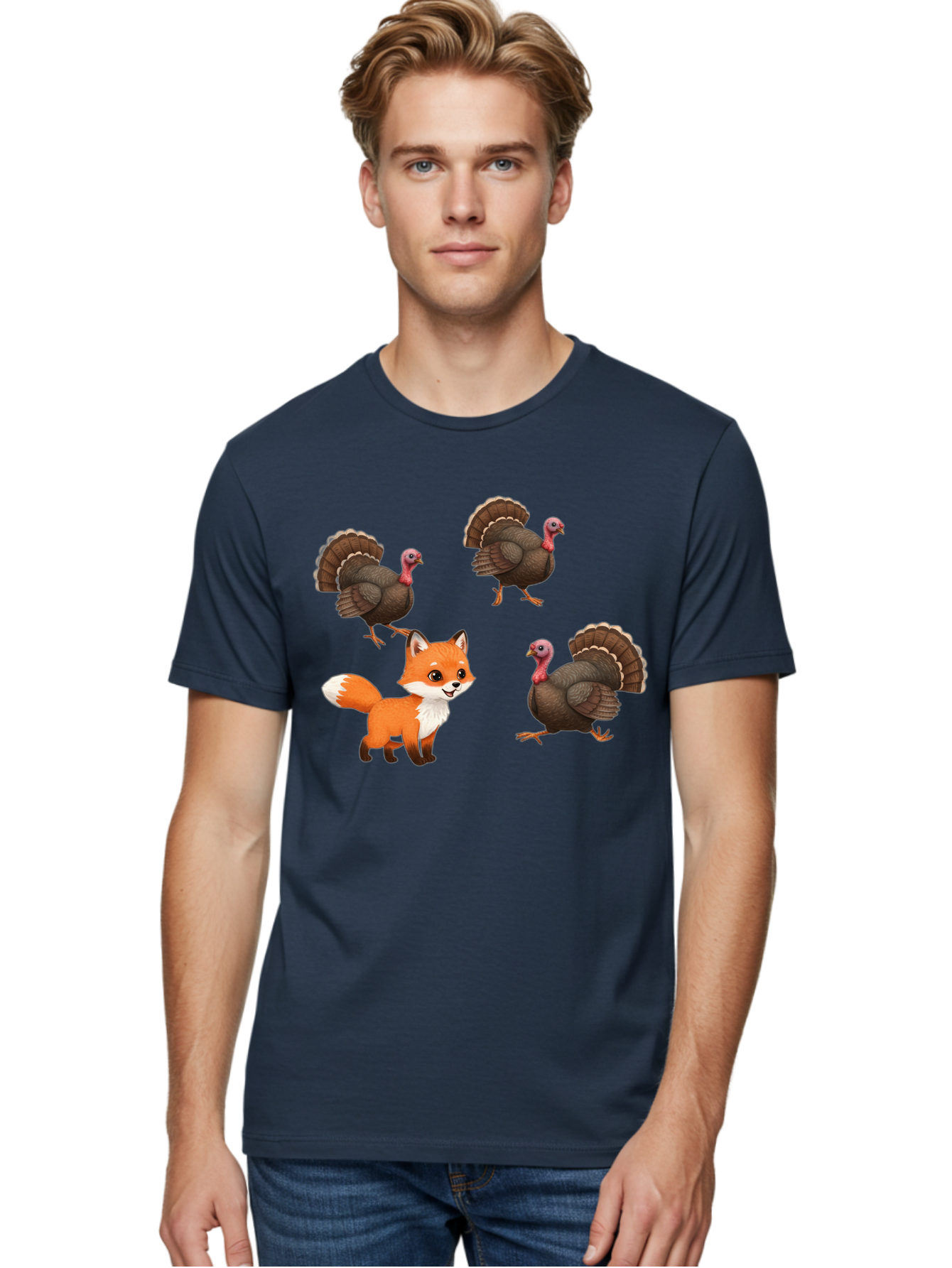 Fox-And-Turkeys-1 Men'S Graphic Tee, 100% Cotton, Comfortable Casual Summer Wear, Machine Washable, Vintage Camera, Old Camera, Antique Camera, Black Camera, Classic Photography, Photography Equipment, Nostalgic Device, Film Camera, Camera Art Bam433