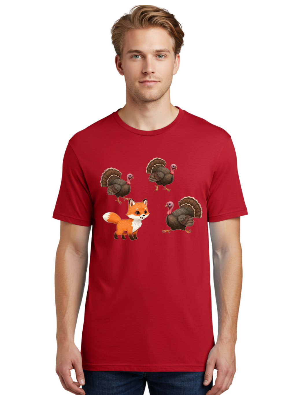 Fox-And-Turkeys-1 Men'S Graphic Tee, 100% Cotton, Comfortable Casual Summer Wear, Machine Washable, Vintage Camera, Old Camera, Antique Camera, Black Camera, Classic Photography, Photography Equipment, Nostalgic Device, Film Camera, Camera Art Bam433
