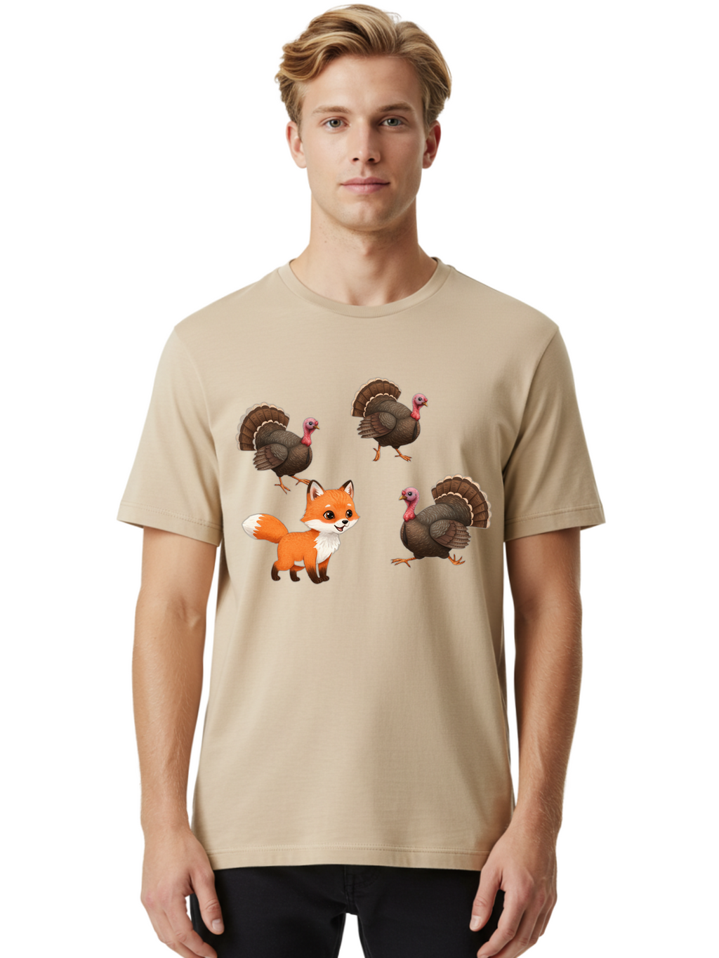 Fox-And-Turkeys-1 Men'S Graphic Tee, 100% Cotton, Comfortable Casual Summer Wear, Machine Washable, Vintage Camera, Old Camera, Antique Camera, Black Camera, Classic Photography, Photography Equipment, Nostalgic Device, Film Camera, Camera Art Bam433