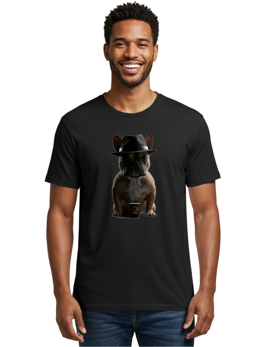 French-Bulldog-With-Fedora-Hat Men'S Graphic Tee, 100% Cotton, Comfortable Casual Summer Wear, Machine Washable, Vintage Camera, Old Camera, Antique Camera, Black Camera, Classic Photography, Photography Equipment, Nostalgic Device, Bam436