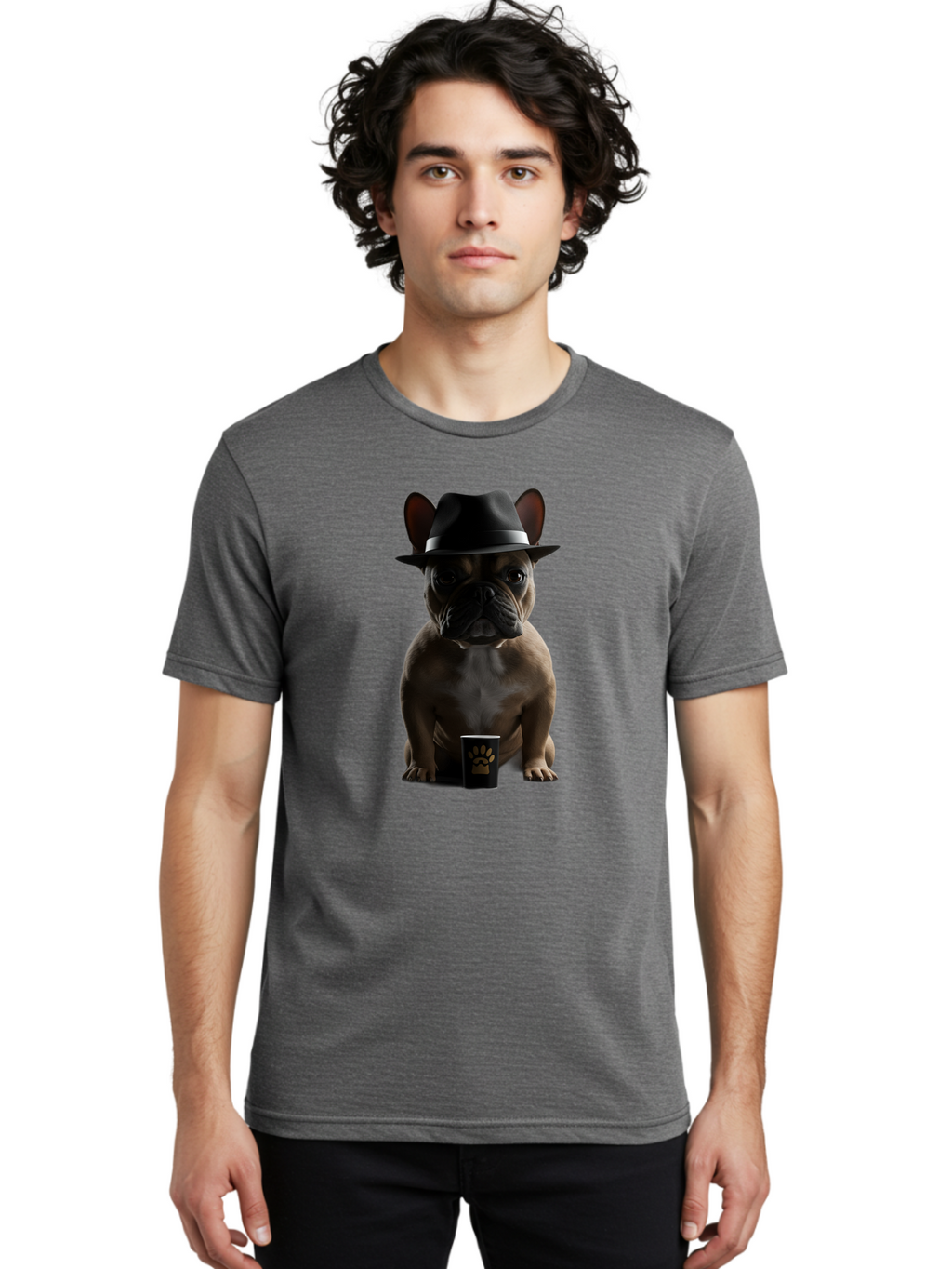 French-Bulldog-With-Fedora-Hat Men'S Graphic Tee, 100% Cotton, Comfortable Casual Summer Wear, Machine Washable, Vintage Camera, Old Camera, Antique Camera, Black Camera, Classic Photography, Photography Equipment, Nostalgic Device, Bam436