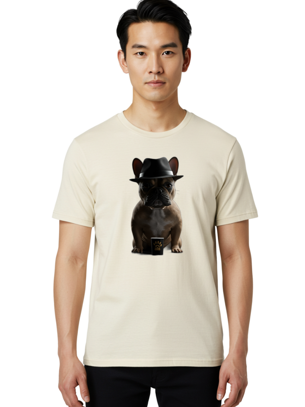 French-Bulldog-With-Fedora-Hat Men'S Graphic Tee, 100% Cotton, Comfortable Casual Summer Wear, Machine Washable, Vintage Camera, Old Camera, Antique Camera, Black Camera, Classic Photography, Photography Equipment, Nostalgic Device, Bam436