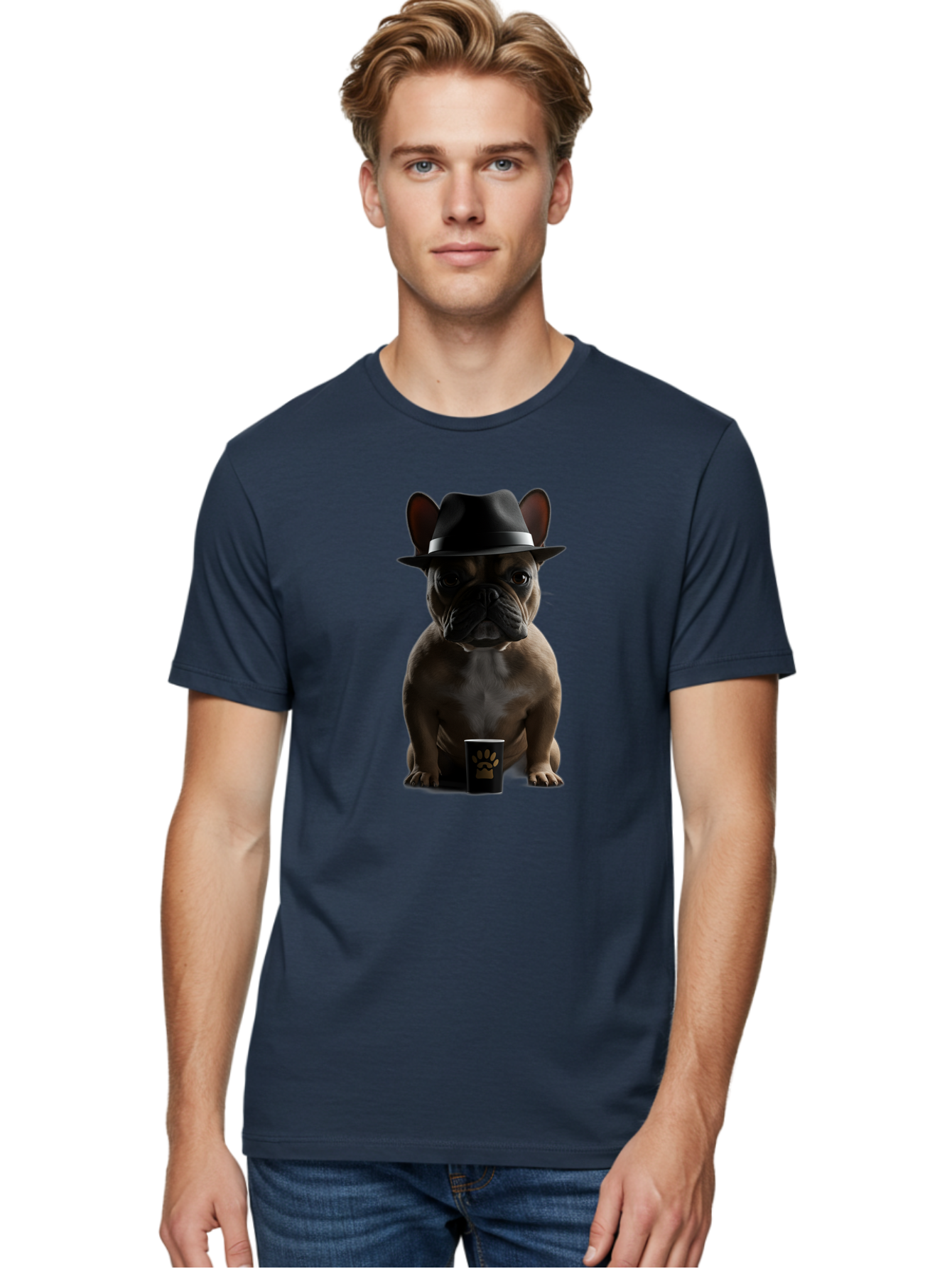 French-Bulldog-With-Fedora-Hat Men'S Graphic Tee, 100% Cotton, Comfortable Casual Summer Wear, Machine Washable, Vintage Camera, Old Camera, Antique Camera, Black Camera, Classic Photography, Photography Equipment, Nostalgic Device, Bam436
