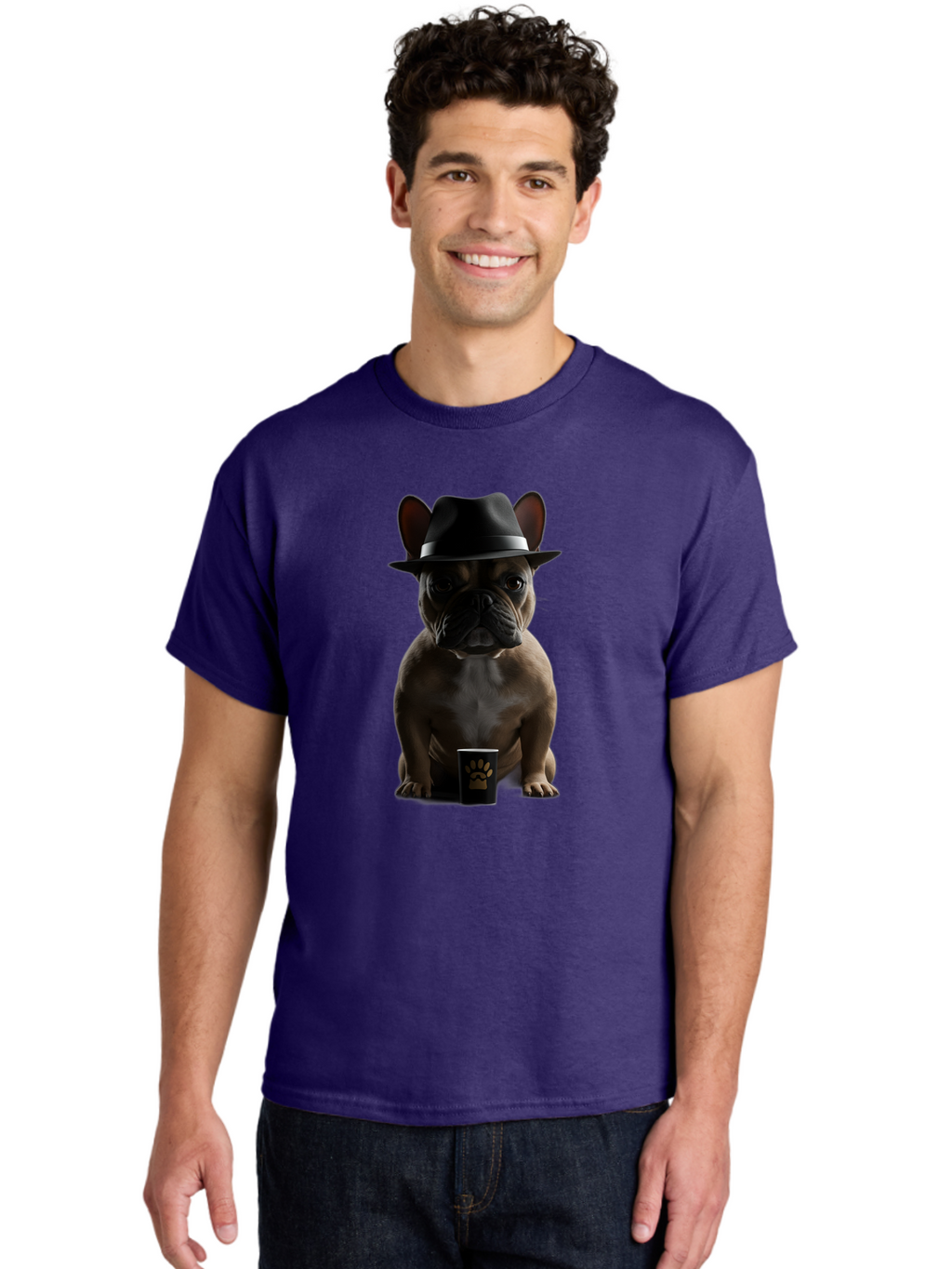 French-Bulldog-With-Fedora-Hat Men'S Graphic Tee, 100% Cotton, Comfortable Casual Summer Wear, Machine Washable, Vintage Camera, Old Camera, Antique Camera, Black Camera, Classic Photography, Photography Equipment, Nostalgic Device, Bam436