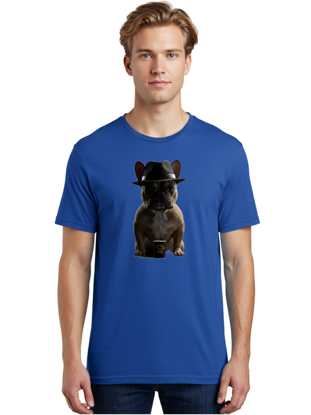 French-Bulldog-With-Fedora-Hat Men'S Graphic Tee, 100% Cotton, Comfortable Casual Summer Wear, Machine Washable, Vintage Camera, Old Camera, Antique Camera, Black Camera, Classic Photography, Photography Equipment, Nostalgic Device, Bam436