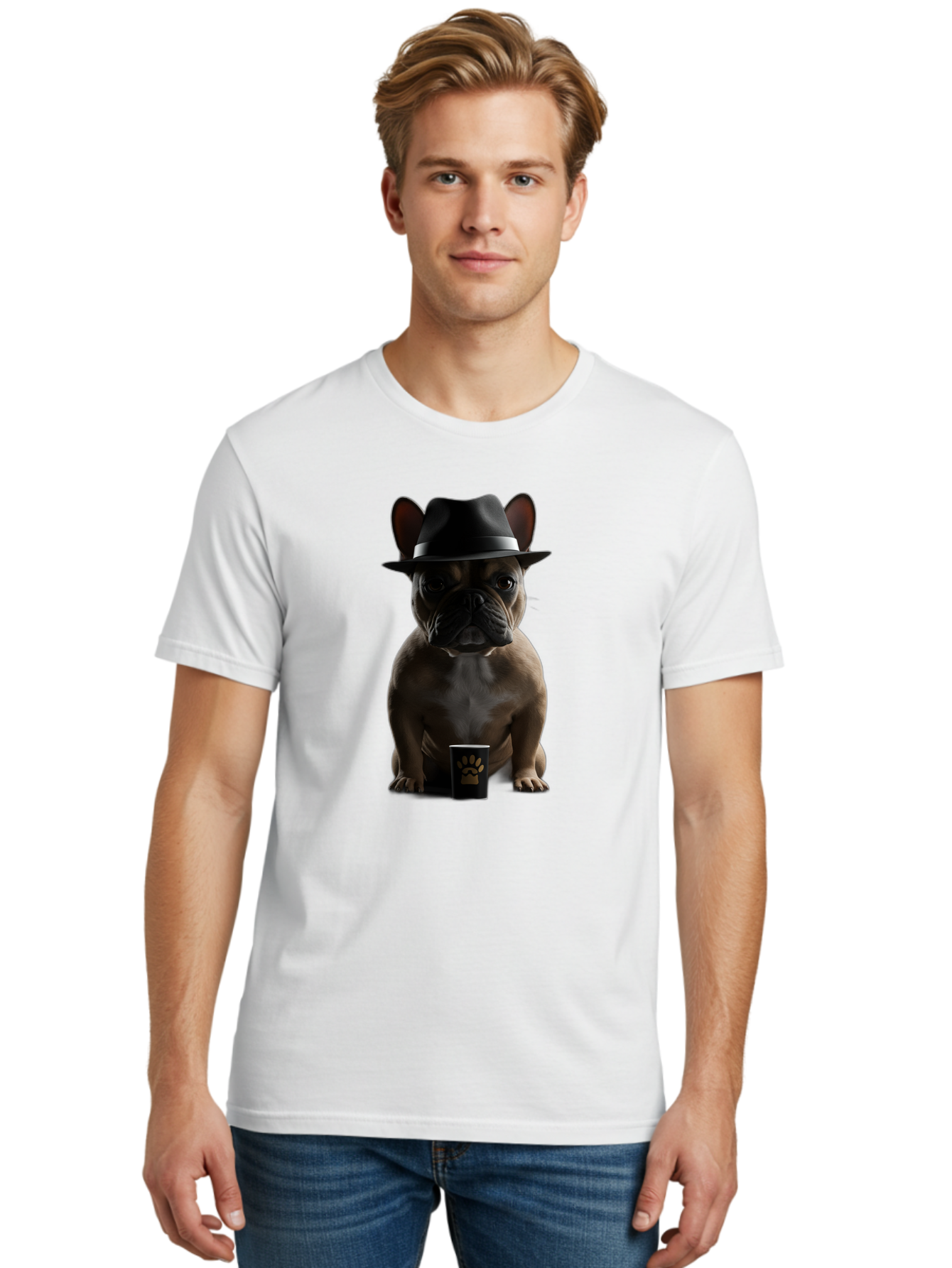 French-Bulldog-With-Fedora-Hat Men'S Graphic Tee, 100% Cotton, Comfortable Casual Summer Wear, Machine Washable, Vintage Camera, Old Camera, Antique Camera, Black Camera, Classic Photography, Photography Equipment, Nostalgic Device, Bam436