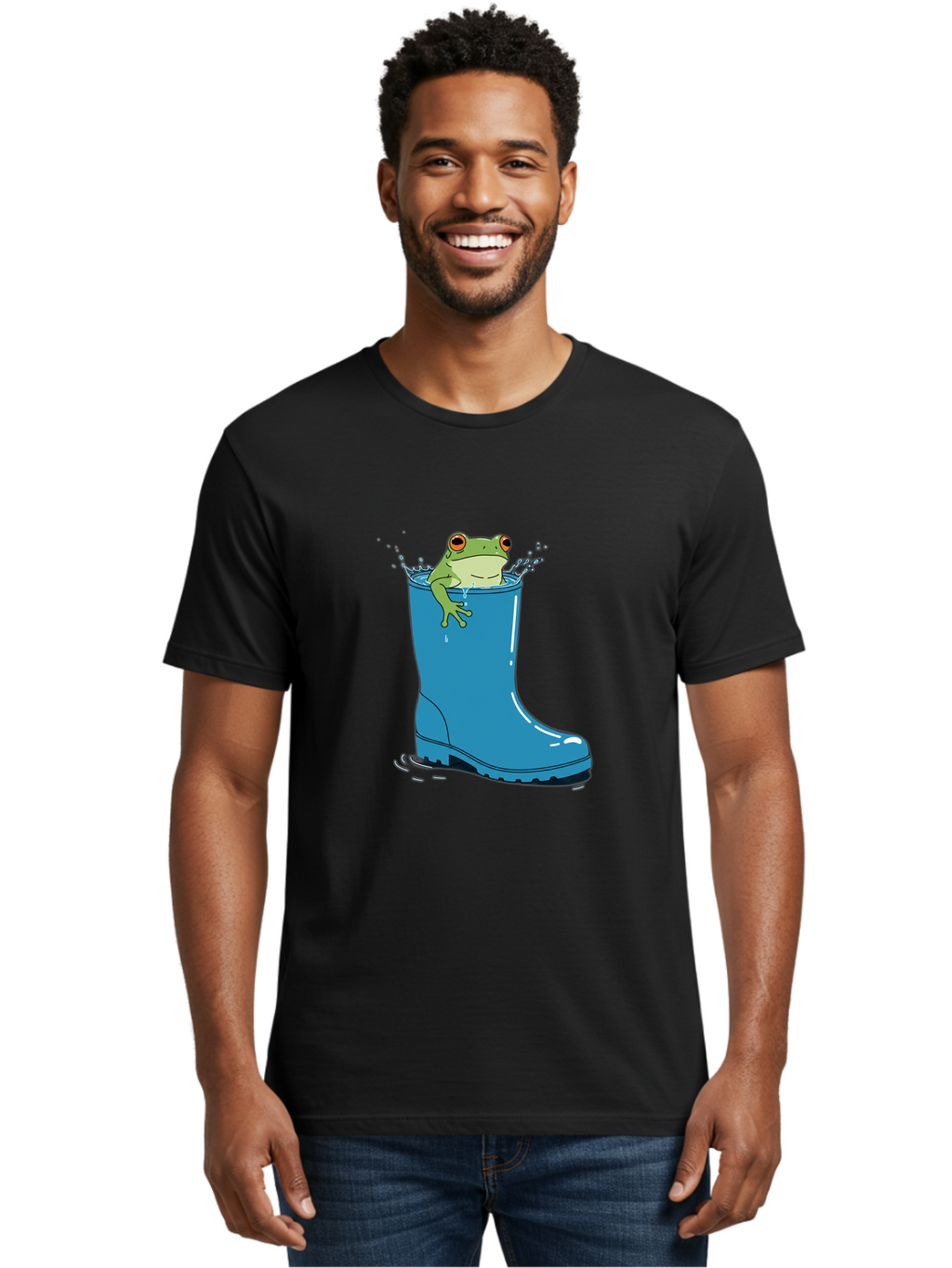 Frog-In-Blue-Boot Men'S Graphic Tee, 100% Cotton, Comfortable Casual Summer Wear, Machine Washable, Vintage Camera, Old Camera, Antique Camera, Black Camera, Classic Photography, Photography Equipment, Nostalgic Device, Film Camera, Camera Art Bam437
