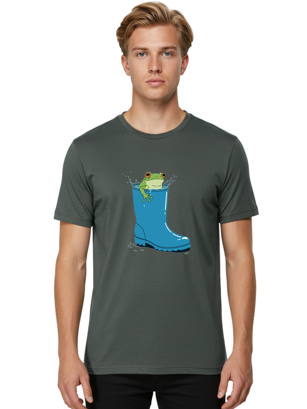 Frog-In-Blue-Boot Men'S Graphic Tee, 100% Cotton, Comfortable Casual Summer Wear, Machine Washable, Vintage Camera, Old Camera, Antique Camera, Black Camera, Classic Photography, Photography Equipment, Nostalgic Device, Film Camera, Camera Art Bam437
