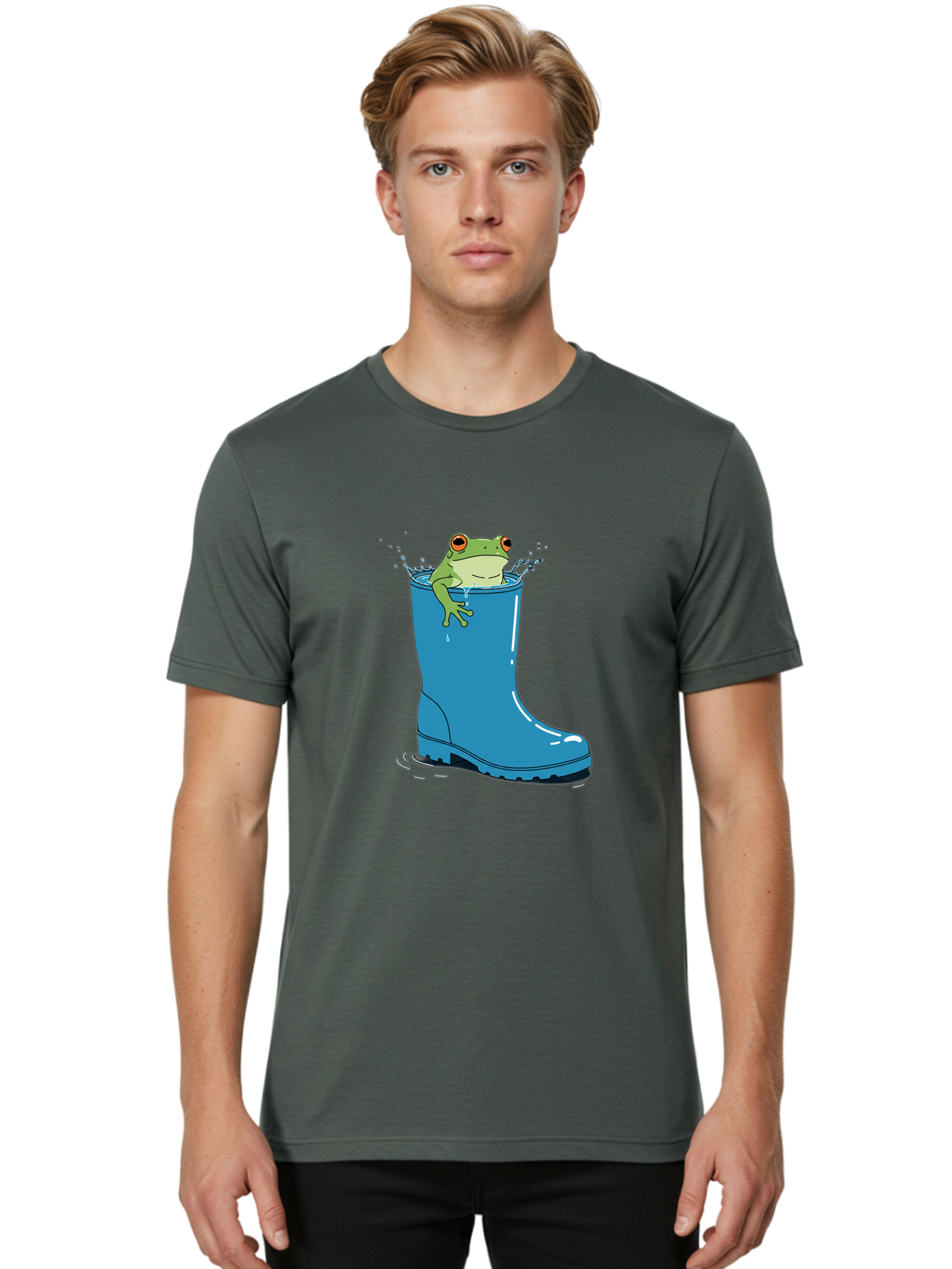 Frog-In-Blue-Boot Men'S Graphic Tee, 100% Cotton, Comfortable Casual Summer Wear, Machine Washable, Vintage Camera, Old Camera, Antique Camera, Black Camera, Classic Photography, Photography Equipment, Nostalgic Device, Film Camera, Camera Art Bam437