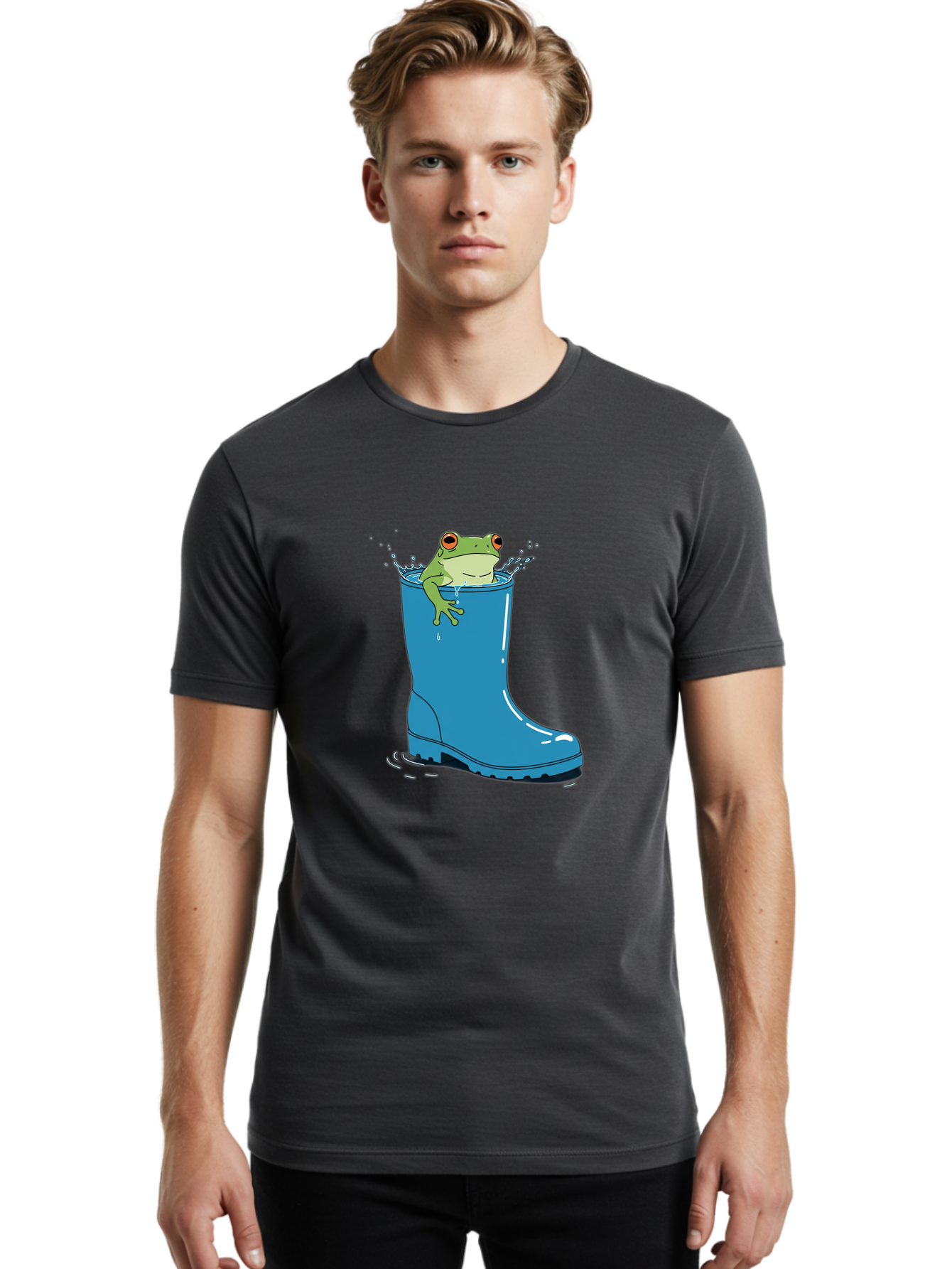 Frog-In-Blue-Boot Men'S Graphic Tee, 100% Cotton, Comfortable Casual Summer Wear, Machine Washable, Vintage Camera, Old Camera, Antique Camera, Black Camera, Classic Photography, Photography Equipment, Nostalgic Device, Film Camera, Camera Art Bam437