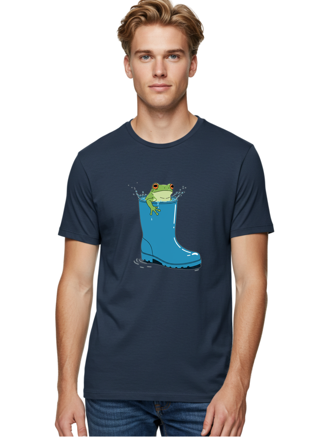 Frog-In-Blue-Boot Men'S Graphic Tee, 100% Cotton, Comfortable Casual Summer Wear, Machine Washable, Vintage Camera, Old Camera, Antique Camera, Black Camera, Classic Photography, Photography Equipment, Nostalgic Device, Film Camera, Camera Art Bam437