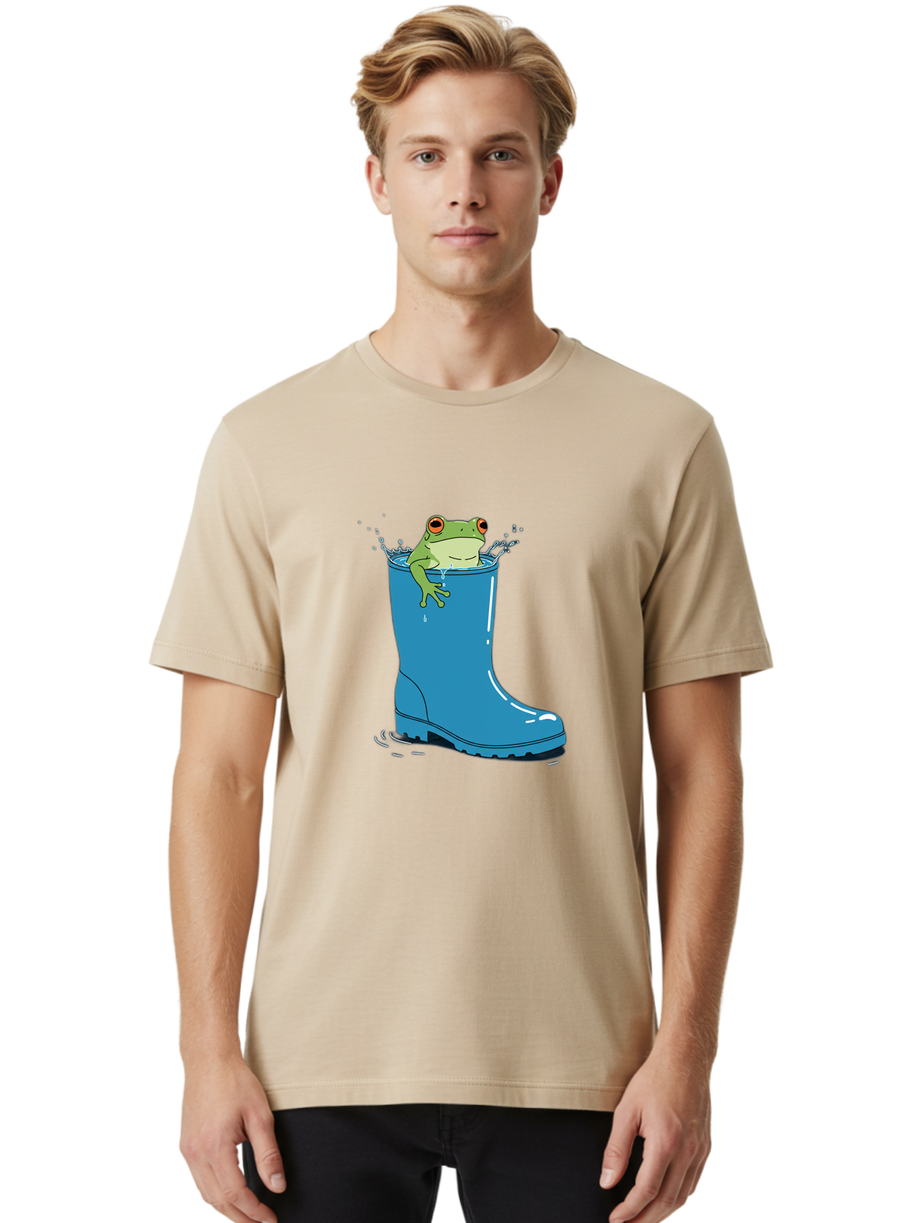 Frog-In-Blue-Boot Men'S Graphic Tee, 100% Cotton, Comfortable Casual Summer Wear, Machine Washable, Vintage Camera, Old Camera, Antique Camera, Black Camera, Classic Photography, Photography Equipment, Nostalgic Device, Film Camera, Camera Art Bam437