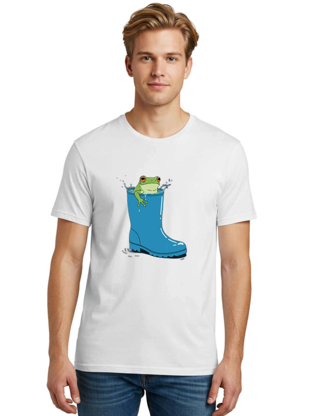 Frog-In-Blue-Boot Men'S Graphic Tee, 100% Cotton, Comfortable Casual Summer Wear, Machine Washable, Vintage Camera, Old Camera, Antique Camera, Black Camera, Classic Photography, Photography Equipment, Nostalgic Device, Film Camera, Camera Art Bam437