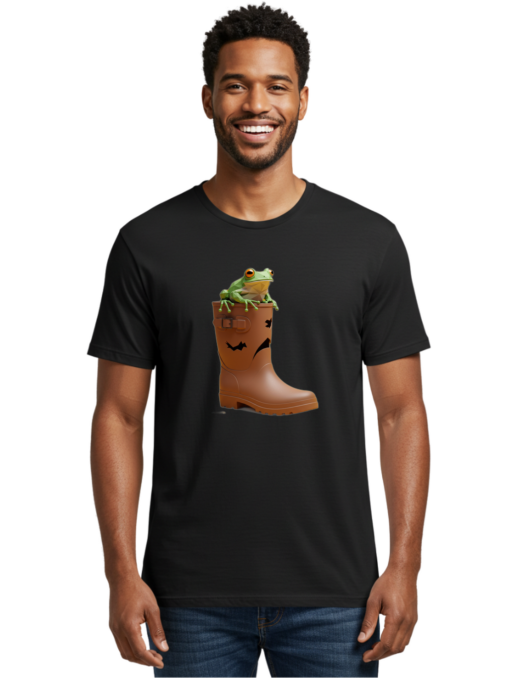 Frog-In-Boot-2 Men'S Graphic Tee, 100% Cotton, Comfortable Casual Summer Wear, Machine Washable, Vintage Camera, Old Camera, Antique Camera, Black Camera, Classic Photography, Photography Equipment, Nostalgic Device, Film Camera, Camera Art Bam440