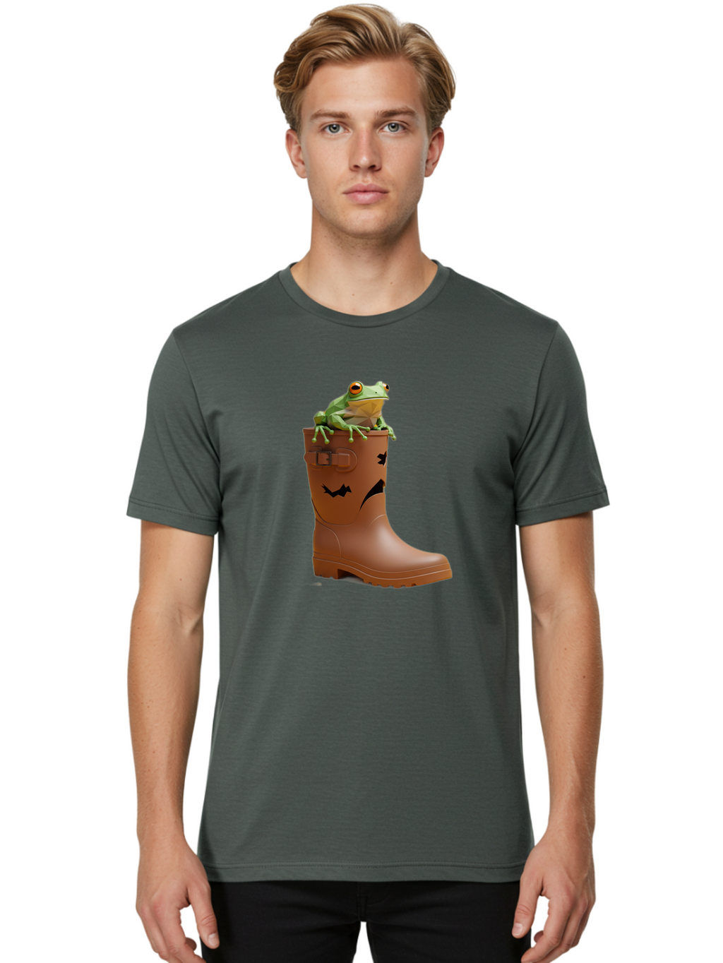 Frog-In-Boot-2 Men'S Graphic Tee, 100% Cotton, Comfortable Casual Summer Wear, Machine Washable, Vintage Camera, Old Camera, Antique Camera, Black Camera, Classic Photography, Photography Equipment, Nostalgic Device, Film Camera, Camera Art Bam440