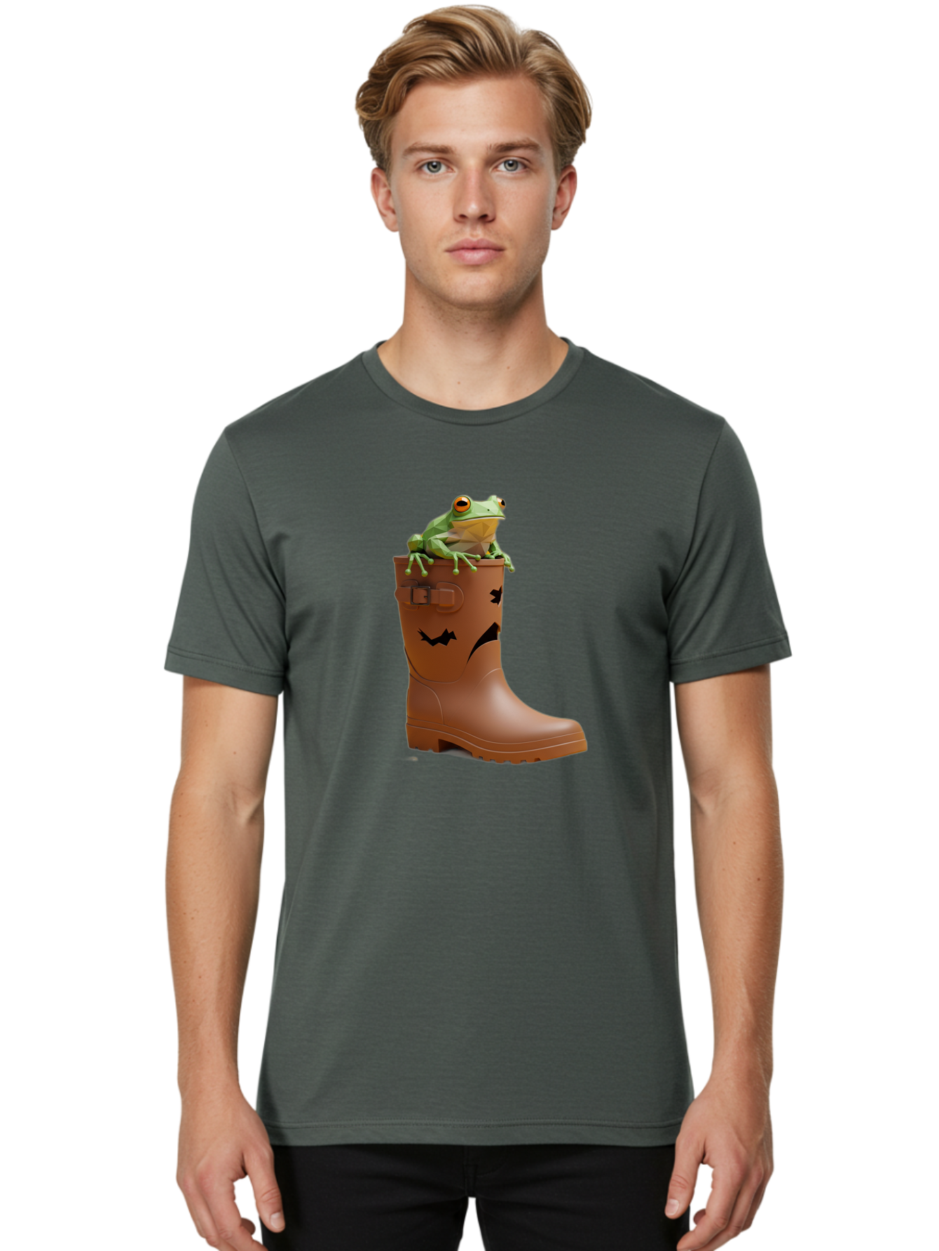Frog-In-Boot-2 Men'S Graphic Tee, 100% Cotton, Comfortable Casual Summer Wear, Machine Washable, Vintage Camera, Old Camera, Antique Camera, Black Camera, Classic Photography, Photography Equipment, Nostalgic Device, Film Camera, Camera Art Bam440