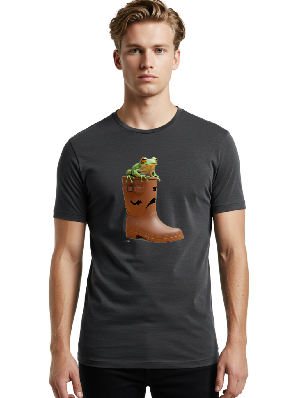 Frog-In-Boot-2 Men'S Graphic Tee, 100% Cotton, Comfortable Casual Summer Wear, Machine Washable, Vintage Camera, Old Camera, Antique Camera, Black Camera, Classic Photography, Photography Equipment, Nostalgic Device, Film Camera, Camera Art Bam440