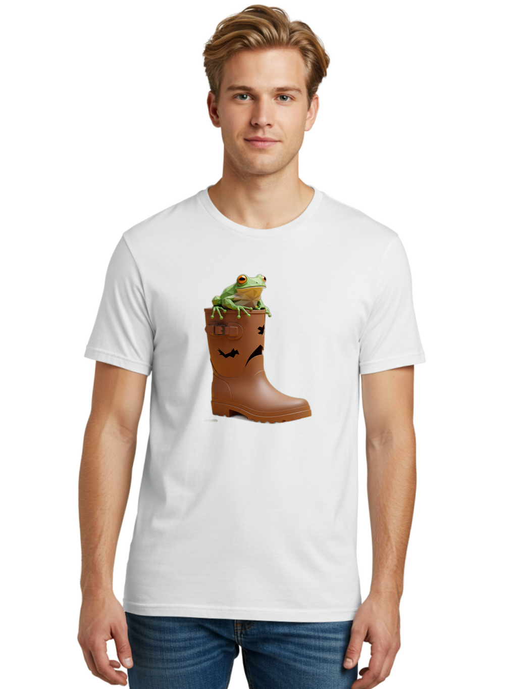 Frog-In-Boot-2 Men'S Graphic Tee, 100% Cotton, Comfortable Casual Summer Wear, Machine Washable, Vintage Camera, Old Camera, Antique Camera, Black Camera, Classic Photography, Photography Equipment, Nostalgic Device, Film Camera, Camera Art Bam440