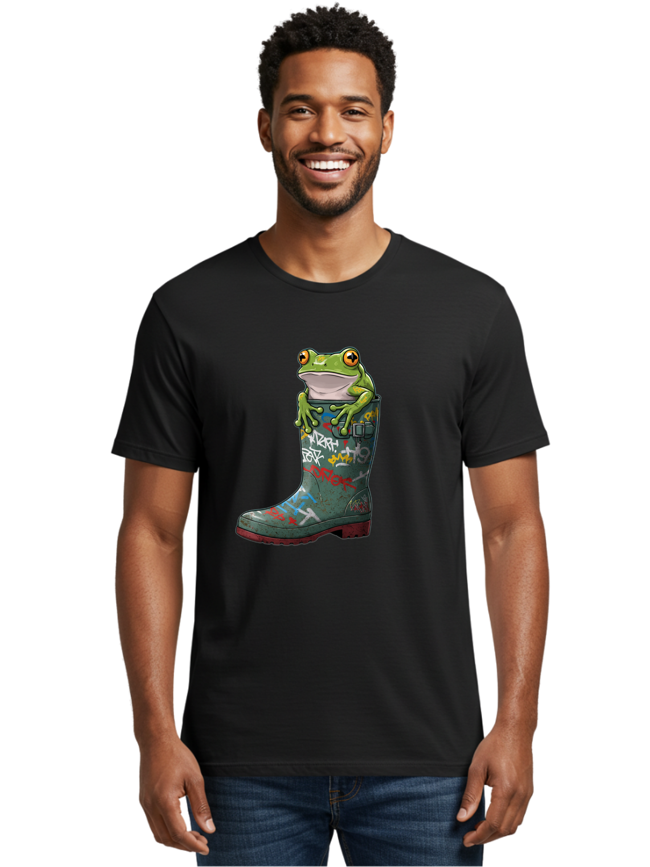 Frog-In-Boot-3 Men'S Graphic Tee, 100% Cotton, Comfortable Casual Summer Wear, Machine Washable, Vintage Camera, Old Camera, Antique Camera, Black Camera, Classic Photography, Photography Equipment, Nostalgic Device, Film Camera, Camera Art Bam441
