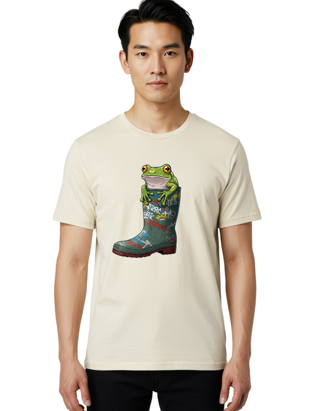 Frog-In-Boot-3 Men'S Graphic Tee, 100% Cotton, Comfortable Casual Summer Wear, Machine Washable, Vintage Camera, Old Camera, Antique Camera, Black Camera, Classic Photography, Photography Equipment, Nostalgic Device, Film Camera, Camera Art Bam441