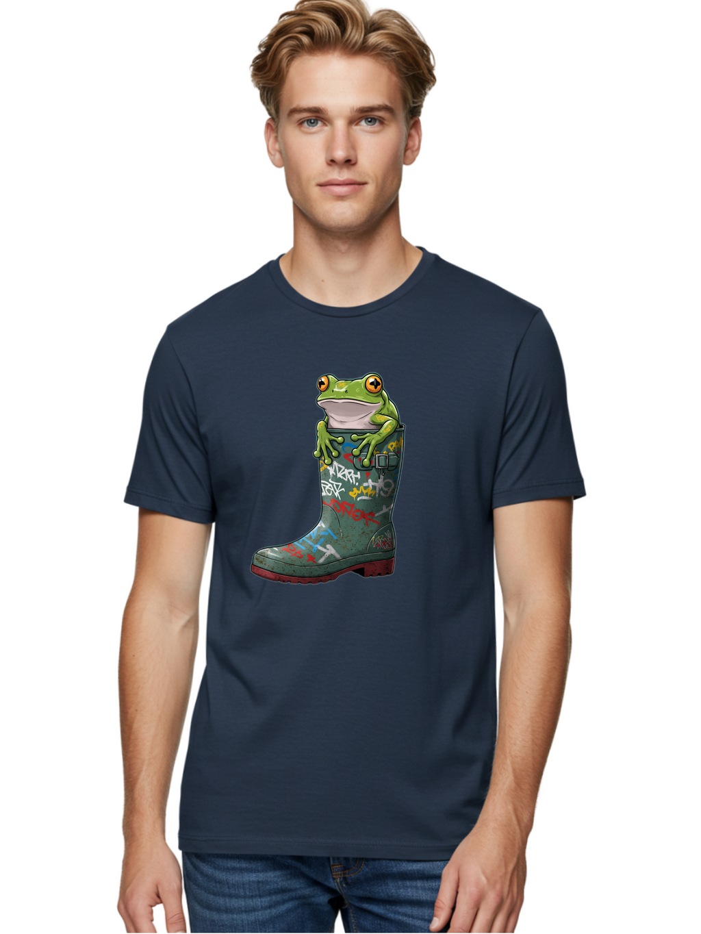 Frog-In-Boot-3 Men'S Graphic Tee, 100% Cotton, Comfortable Casual Summer Wear, Machine Washable, Vintage Camera, Old Camera, Antique Camera, Black Camera, Classic Photography, Photography Equipment, Nostalgic Device, Film Camera, Camera Art Bam441