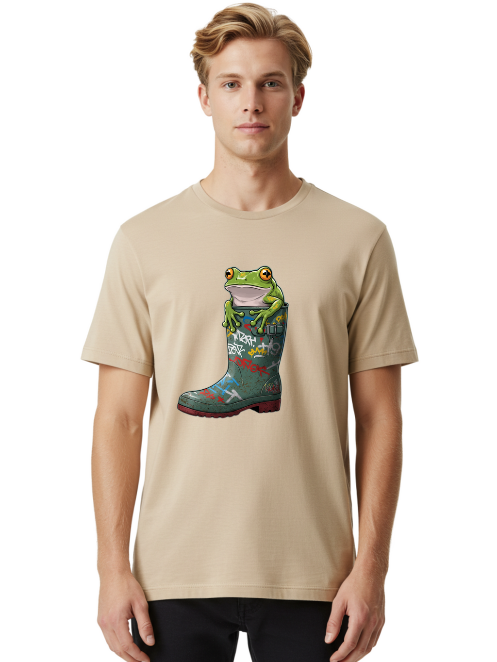 Frog-In-Boot-3 Men'S Graphic Tee, 100% Cotton, Comfortable Casual Summer Wear, Machine Washable, Vintage Camera, Old Camera, Antique Camera, Black Camera, Classic Photography, Photography Equipment, Nostalgic Device, Film Camera, Camera Art Bam441