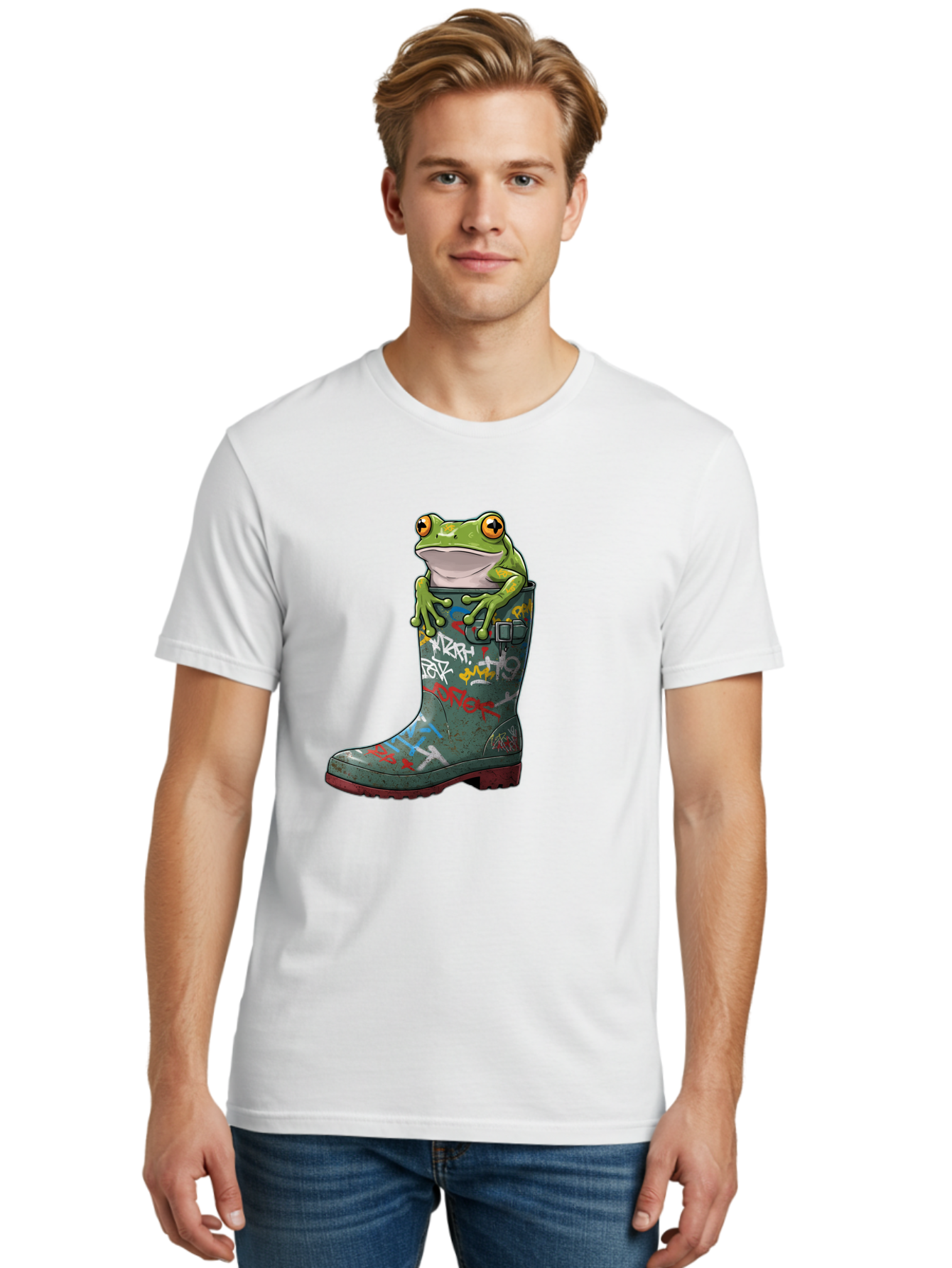 Frog-In-Boot-3 Men'S Graphic Tee, 100% Cotton, Comfortable Casual Summer Wear, Machine Washable, Vintage Camera, Old Camera, Antique Camera, Black Camera, Classic Photography, Photography Equipment, Nostalgic Device, Film Camera, Camera Art Bam441