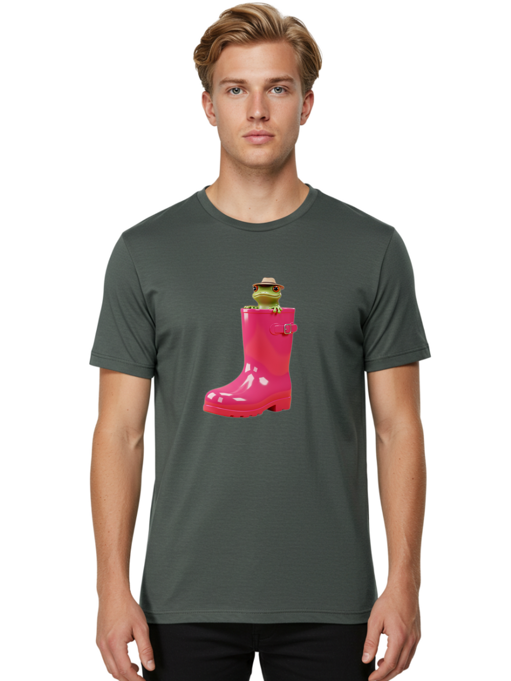 Frog-In-Pink-Boot Men'S Graphic Tee, 100% Cotton, Comfortable Casual Summer Wear, Machine Washable, Vintage Camera, Old Camera, Antique Camera, Black Camera, Classic Photography, Photography Equipment, Nostalgic Device, Film Camera, Camera Art Bam446