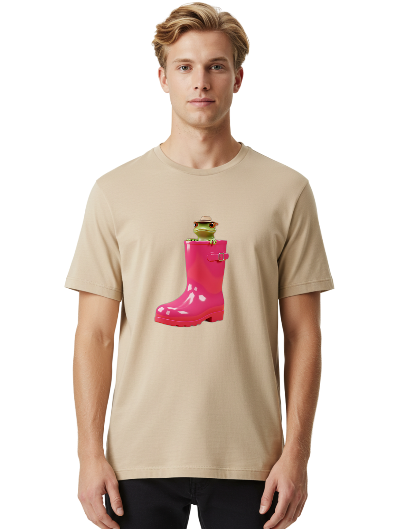 Frog-In-Pink-Boot Men'S Graphic Tee, 100% Cotton, Comfortable Casual Summer Wear, Machine Washable, Vintage Camera, Old Camera, Antique Camera, Black Camera, Classic Photography, Photography Equipment, Nostalgic Device, Film Camera, Camera Art Bam446