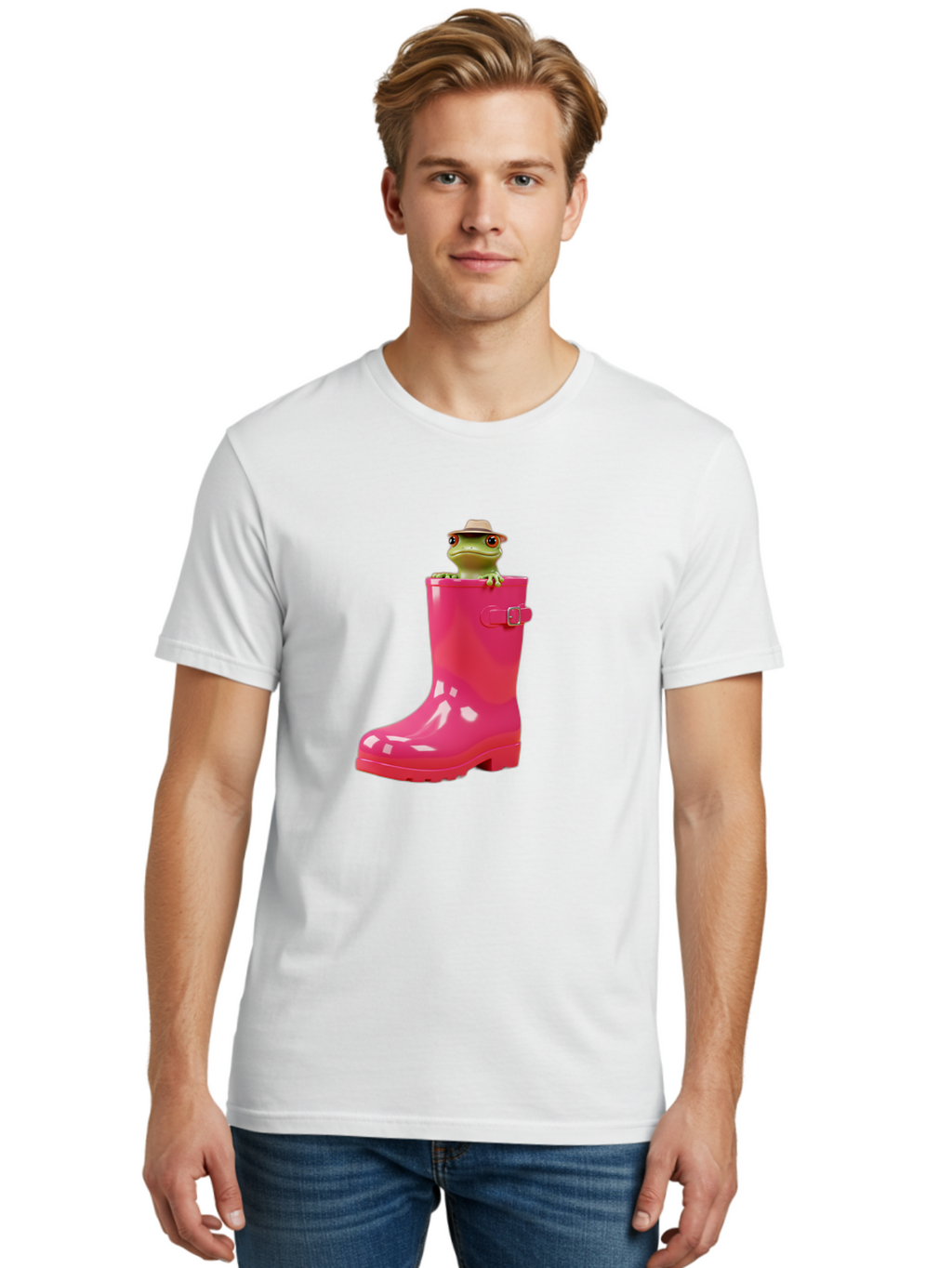 Frog-In-Pink-Boot Men'S Graphic Tee, 100% Cotton, Comfortable Casual Summer Wear, Machine Washable, Vintage Camera, Old Camera, Antique Camera, Black Camera, Classic Photography, Photography Equipment, Nostalgic Device, Film Camera, Camera Art Bam446