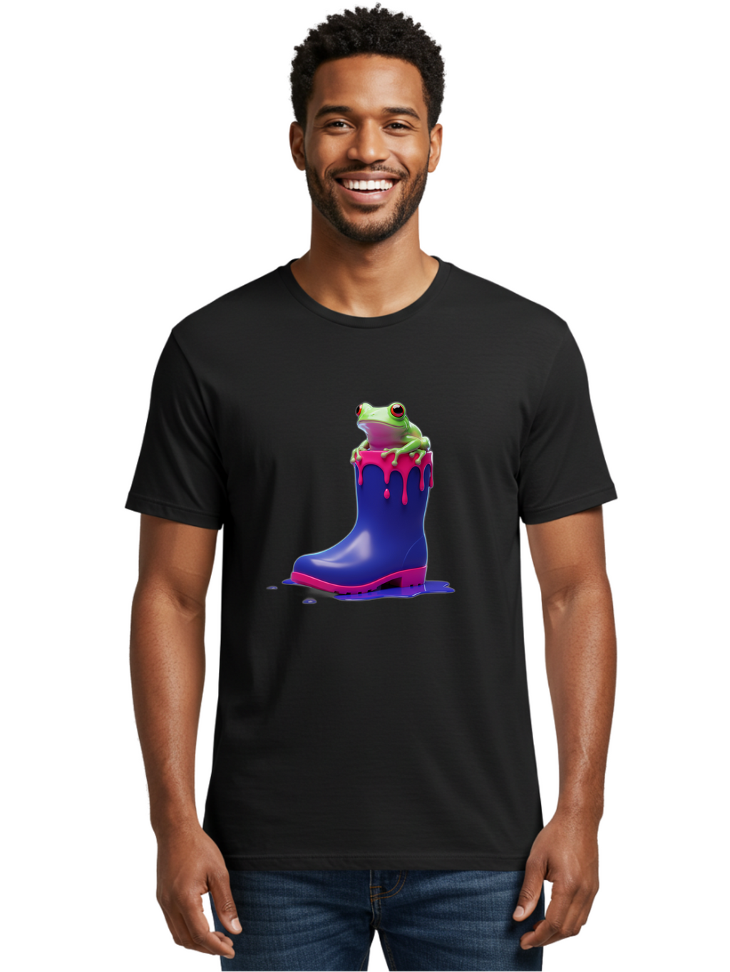 Frog-In-Rain-Boot Men'S Graphic Tee, 100% Cotton, Comfortable Casual Summer Wear, Machine Washable, Vintage Camera, Old Camera, Antique Camera, Black Camera, Classic Photography, Photography Equipment, Nostalgic Device, Film Camera, Camera Art Bam447