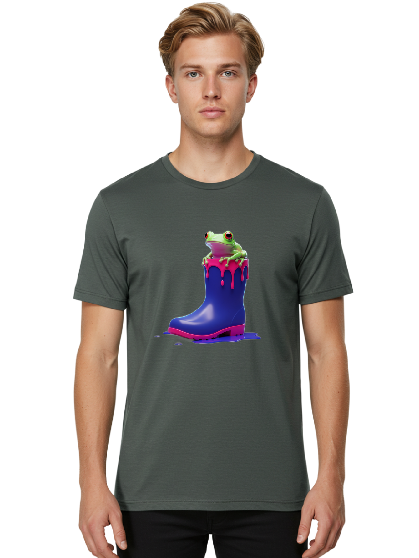 Frog-In-Rain-Boot Men'S Graphic Tee, 100% Cotton, Comfortable Casual Summer Wear, Machine Washable, Vintage Camera, Old Camera, Antique Camera, Black Camera, Classic Photography, Photography Equipment, Nostalgic Device, Film Camera, Camera Art Bam447