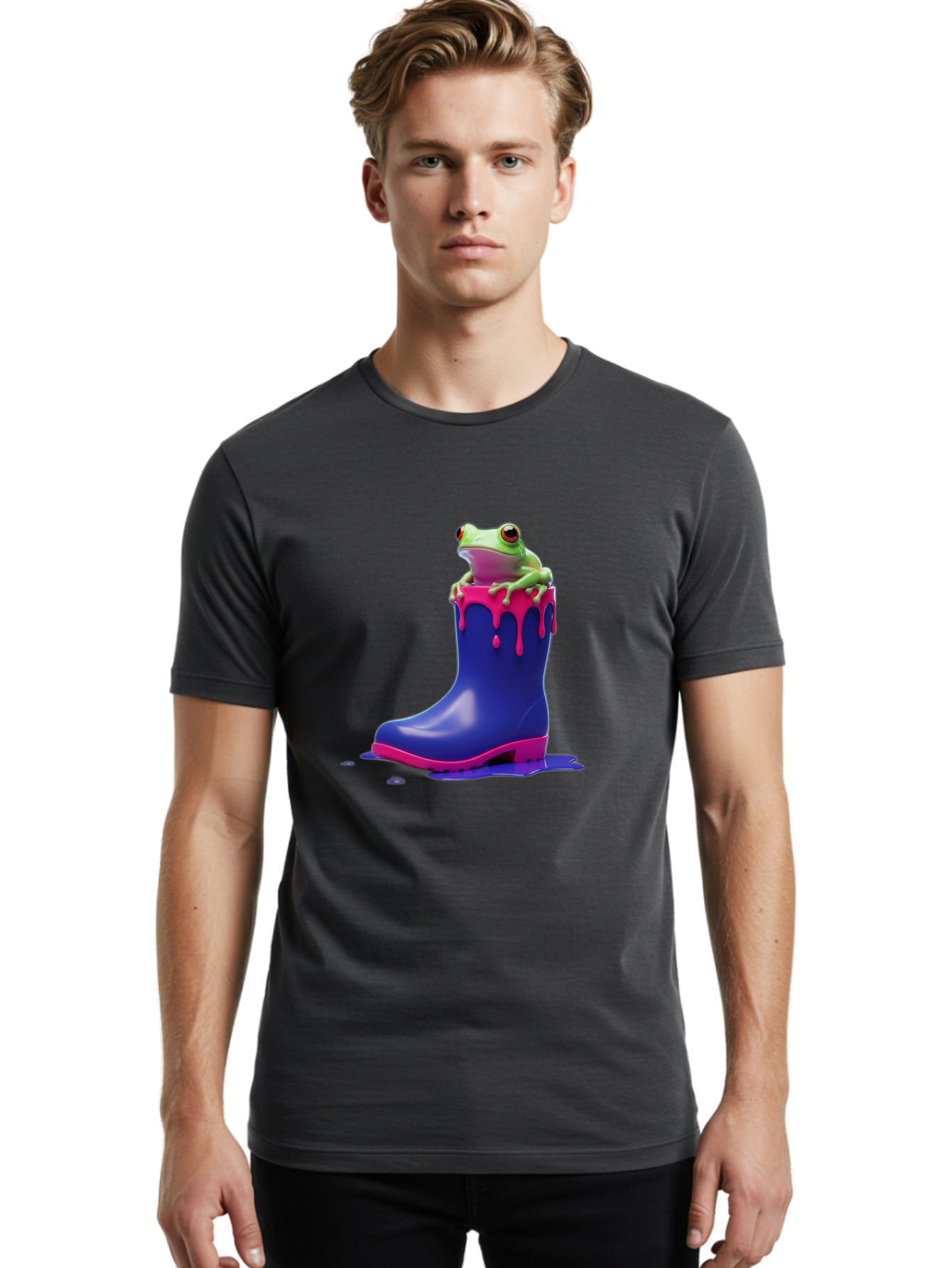 Frog-In-Rain-Boot Men'S Graphic Tee, 100% Cotton, Comfortable Casual Summer Wear, Machine Washable, Vintage Camera, Old Camera, Antique Camera, Black Camera, Classic Photography, Photography Equipment, Nostalgic Device, Film Camera, Camera Art Bam447