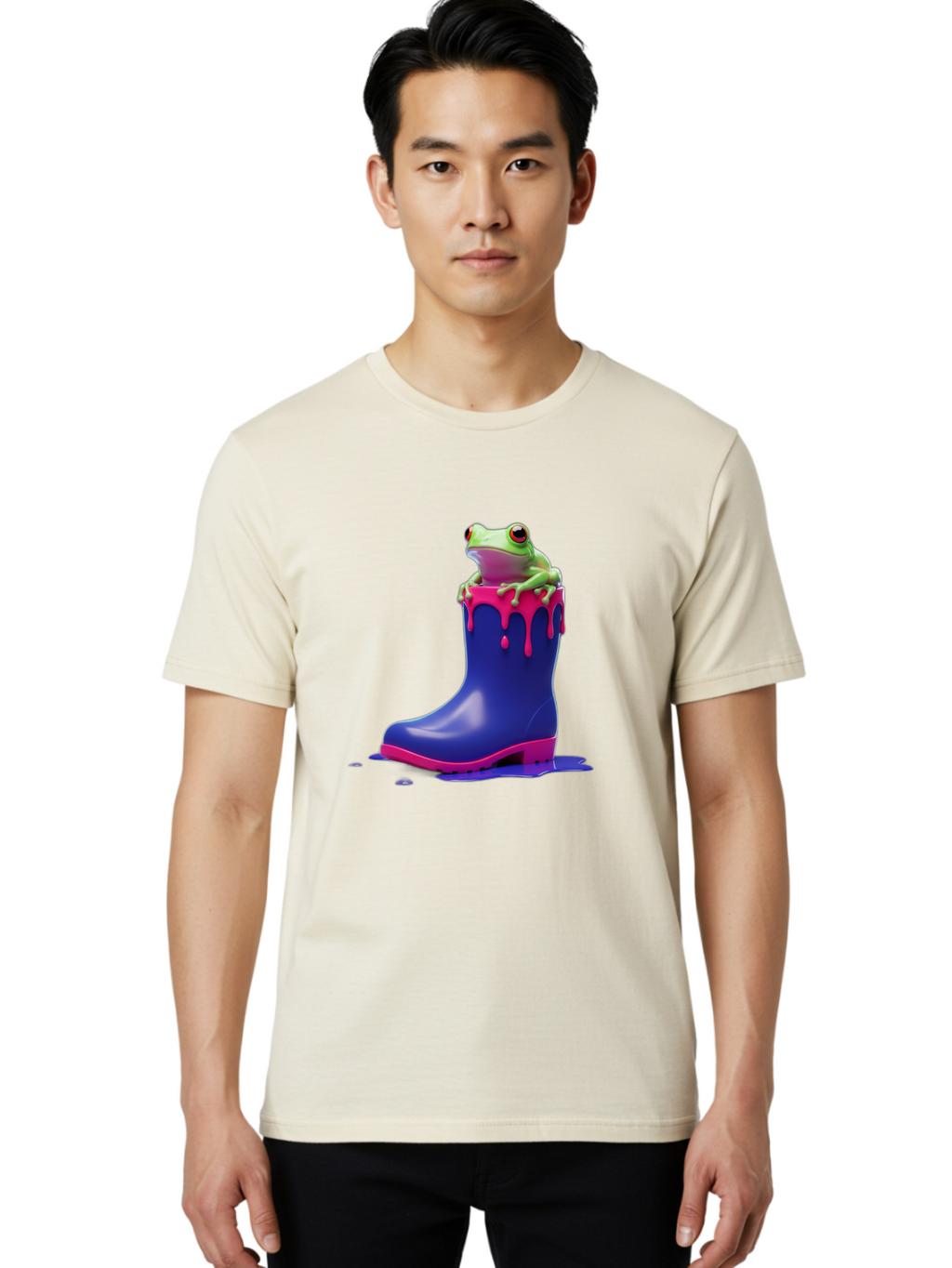 Frog-In-Rain-Boot Men'S Graphic Tee, 100% Cotton, Comfortable Casual Summer Wear, Machine Washable, Vintage Camera, Old Camera, Antique Camera, Black Camera, Classic Photography, Photography Equipment, Nostalgic Device, Film Camera, Camera Art Bam447