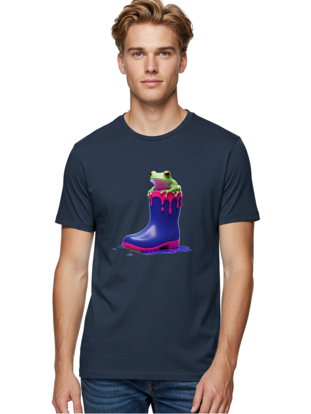 Frog-In-Rain-Boot Men'S Graphic Tee, 100% Cotton, Comfortable Casual Summer Wear, Machine Washable, Vintage Camera, Old Camera, Antique Camera, Black Camera, Classic Photography, Photography Equipment, Nostalgic Device, Film Camera, Camera Art Bam447