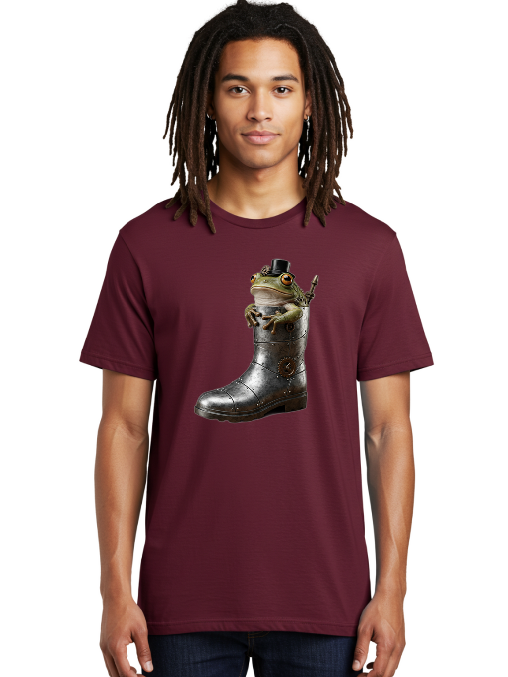 Frog-In-Steampunk-Boot Men'S Graphic Tee, 100% Cotton, Comfortable Casual Summer Wear, Machine Washable, Vintage Camera, Old Camera, Antique Camera, Black Camera, Classic Photography, Photography Equipment, Nostalgic Device, Film Camera, Bam451