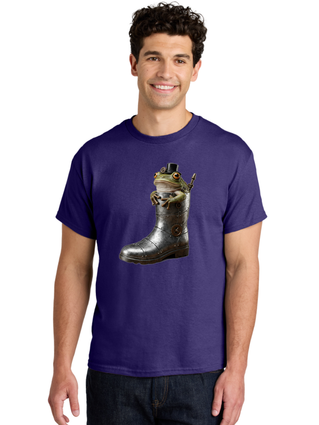 Frog-In-Steampunk-Boot Men'S Graphic Tee, 100% Cotton, Comfortable Casual Summer Wear, Machine Washable, Vintage Camera, Old Camera, Antique Camera, Black Camera, Classic Photography, Photography Equipment, Nostalgic Device, Film Camera, Bam451