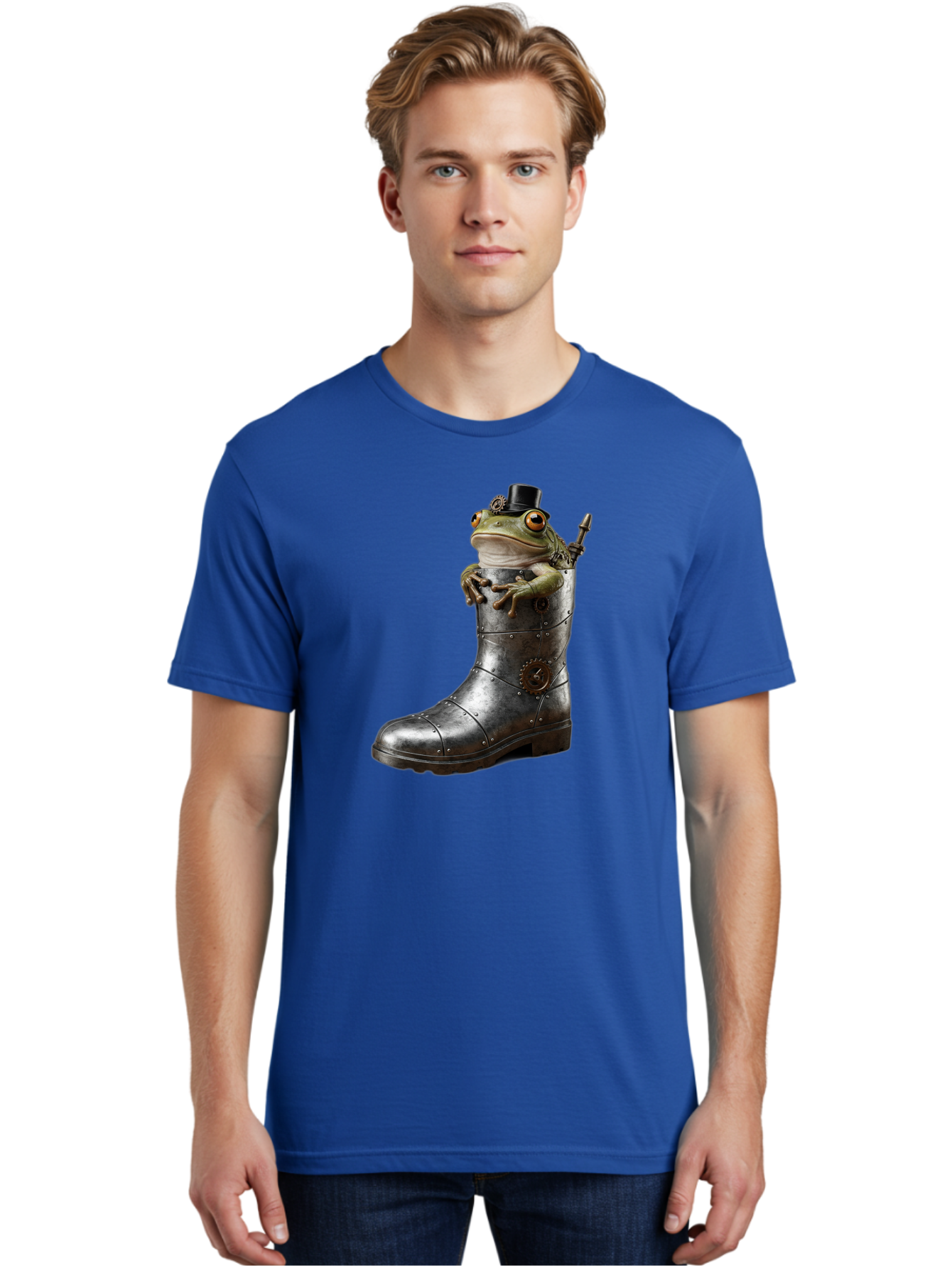 Frog-In-Steampunk-Boot Men'S Graphic Tee, 100% Cotton, Comfortable Casual Summer Wear, Machine Washable, Vintage Camera, Old Camera, Antique Camera, Black Camera, Classic Photography, Photography Equipment, Nostalgic Device, Film Camera, Bam451